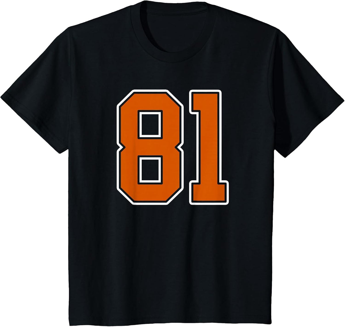 Burnt Orange White Number 81 Jersey Player Uniform #81 T-Shirt - Black