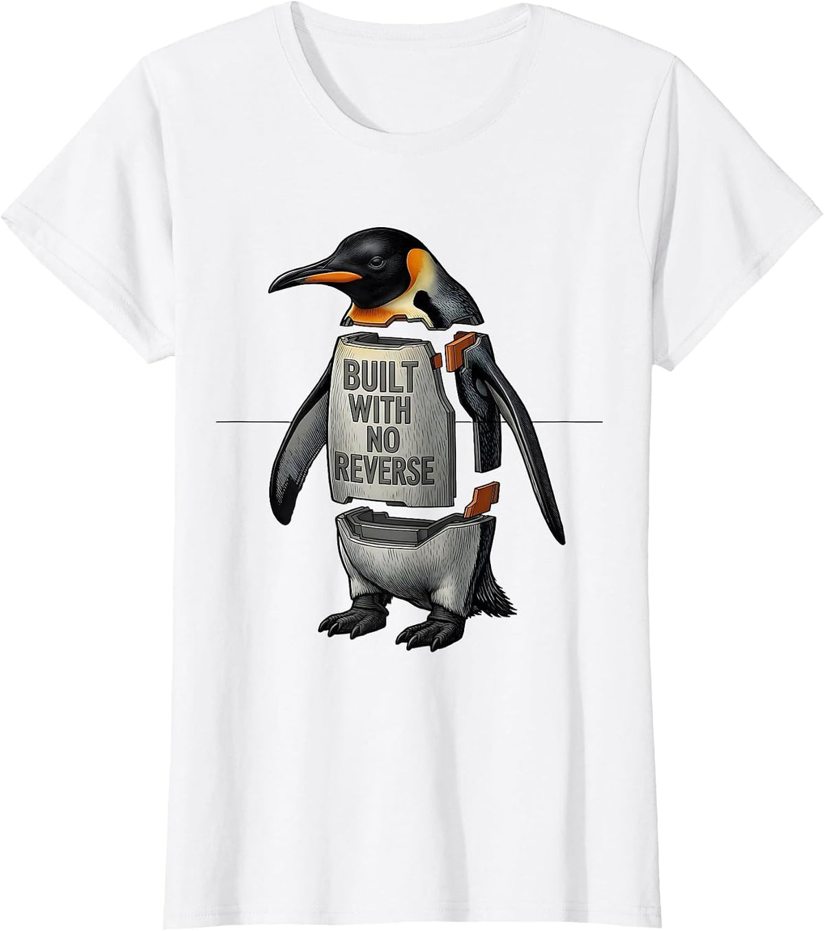 Built With No Reverse Funny Penguin Martial Arts Dark Humor T-Shirt - White