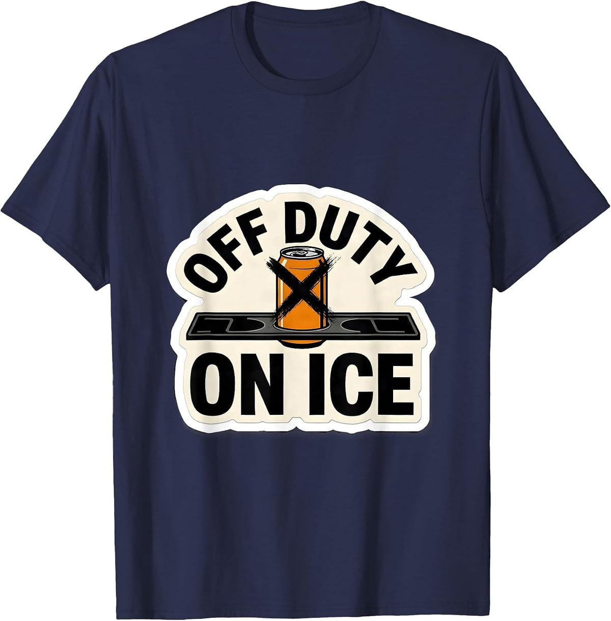 Off Duty On Ice Funny Beer Lover Labor Day Cookout Humor T-Shirt - Navy Blue