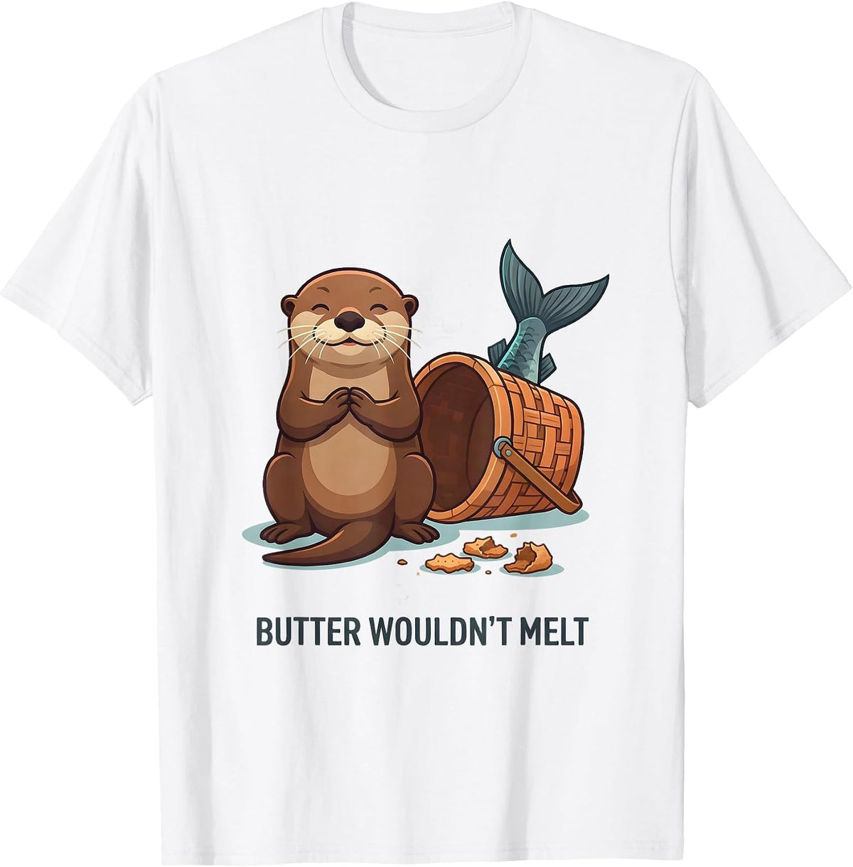 Butter Wouldn't Melt Funny Otter Lover Pun Gift T-Shirt - White