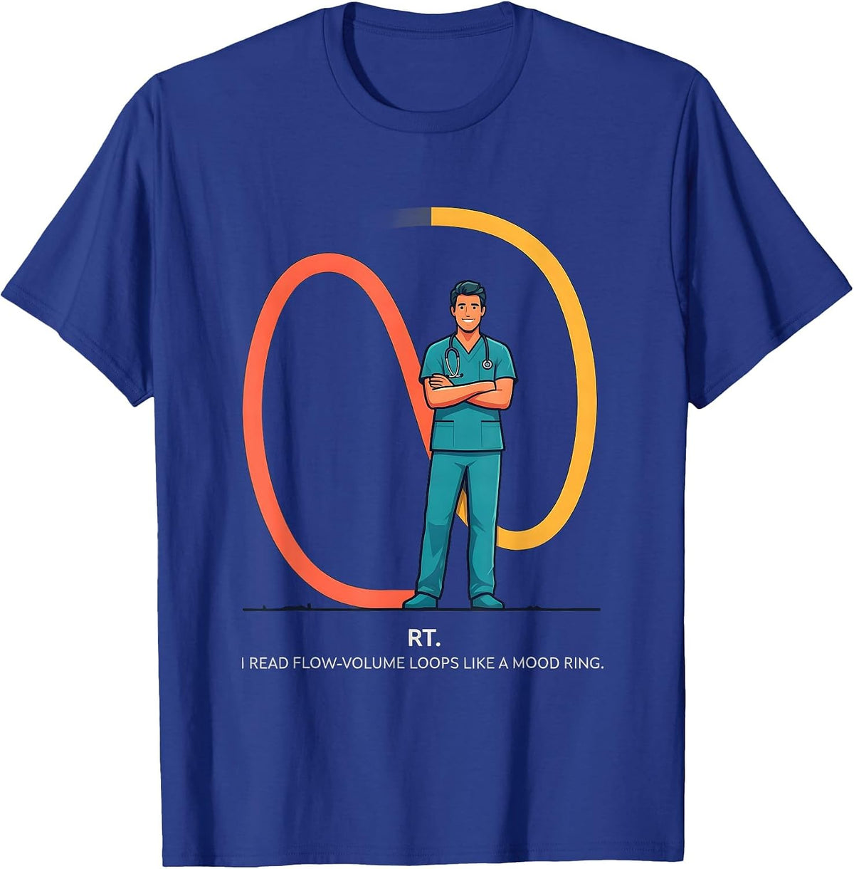 Men's RT. I Read Flow-Volume Loops Like a Mood Ring Respiratory T-Shirt - Royal Blue