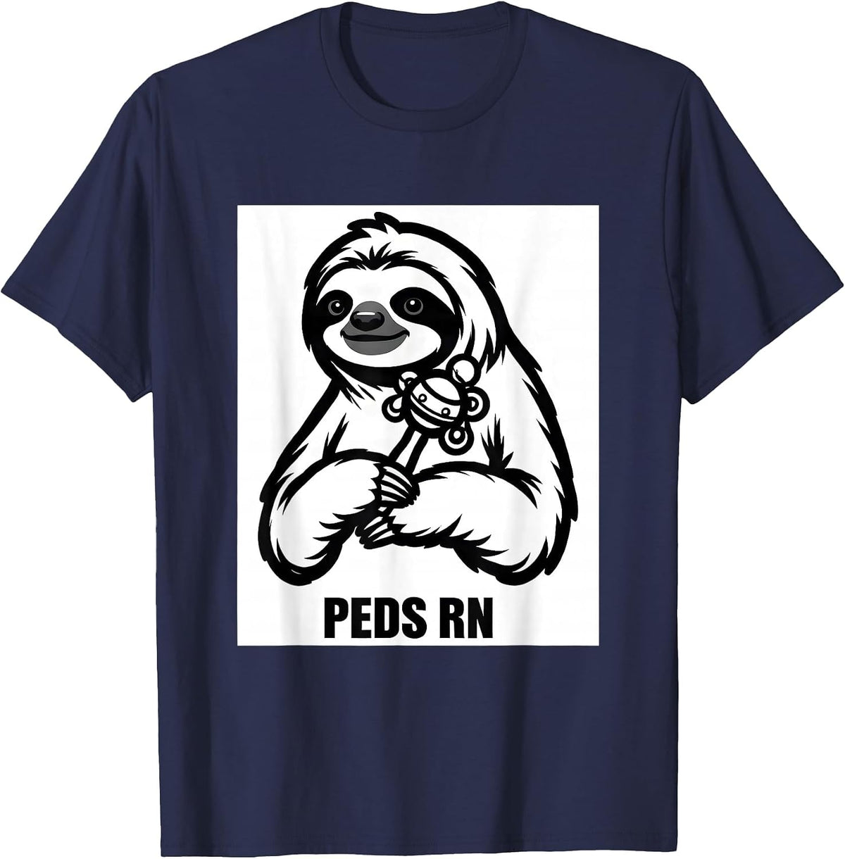 Men's PEDS RN Cute Sloth Pediatric Nurse Practitioner NICU PICU T-Shirt - Navy Blue