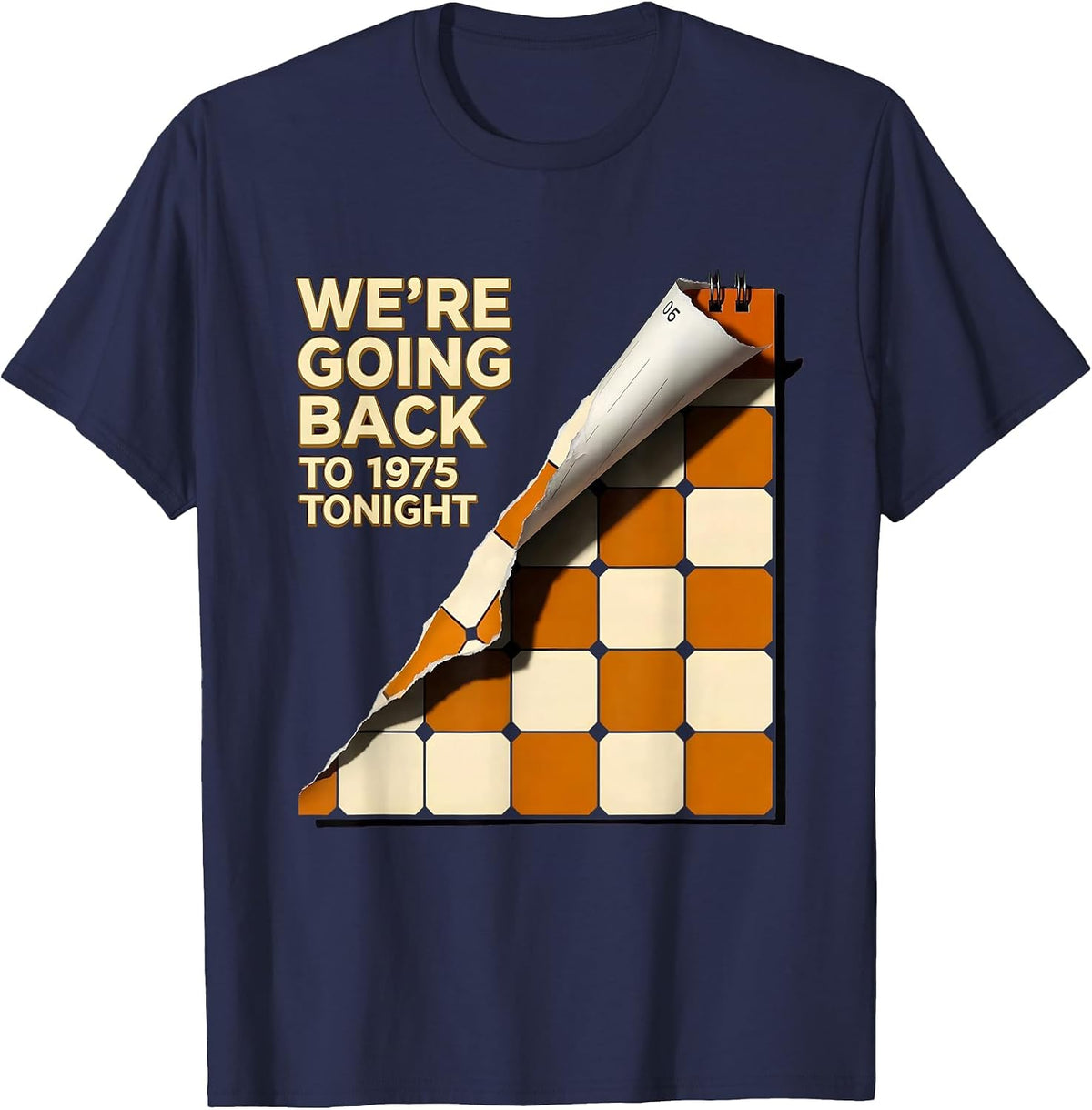 Men's We're Going Back To 1975 Tonight Retro Disco Party Costume T-Shirt - Navy Blue