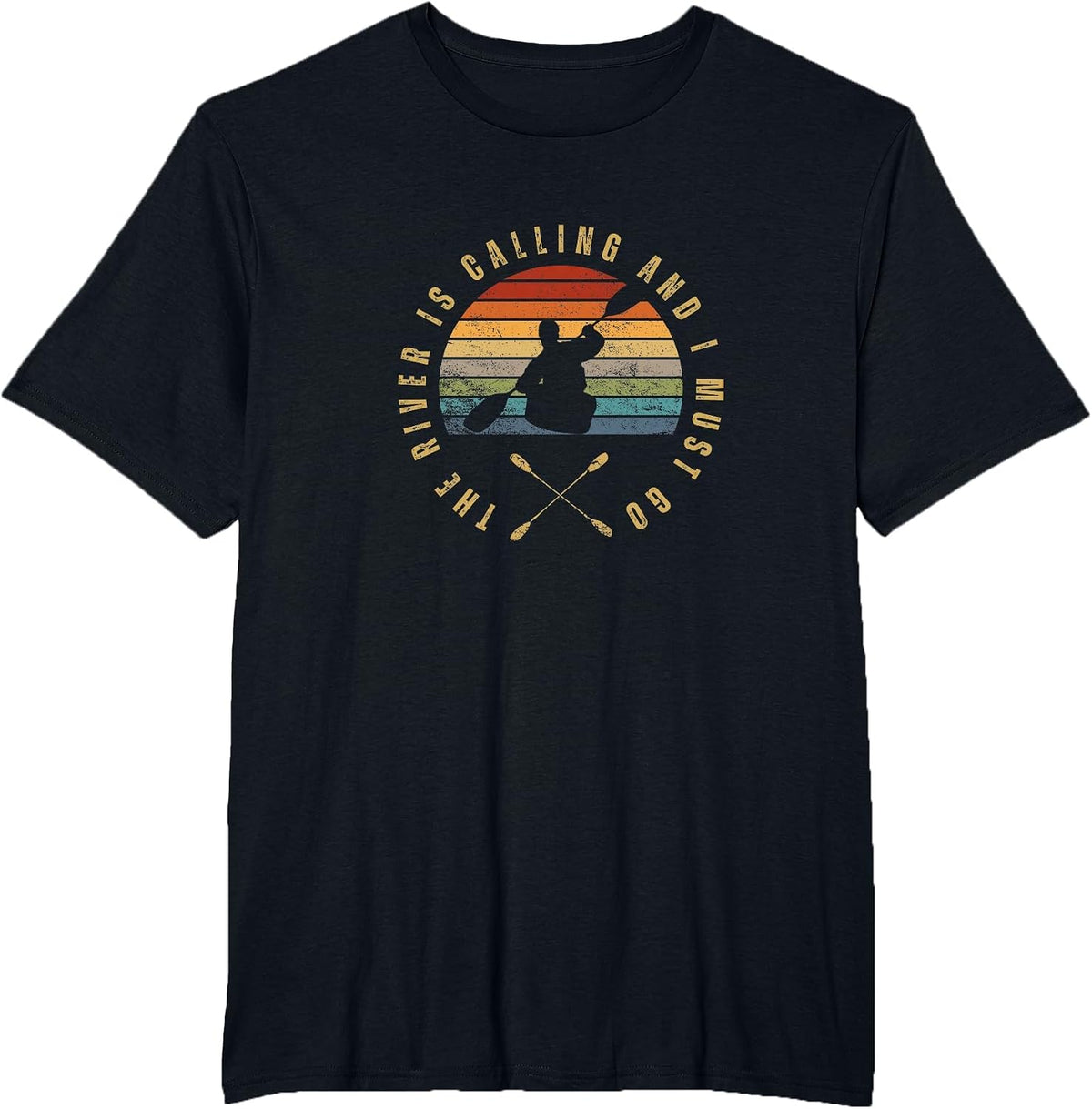 The River is Calling Funny Kayaking T-Shirt - Black