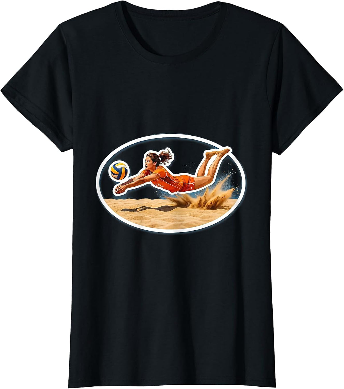 Beach Volleyball Libero Diving Save Graphic T-Shirt - Black