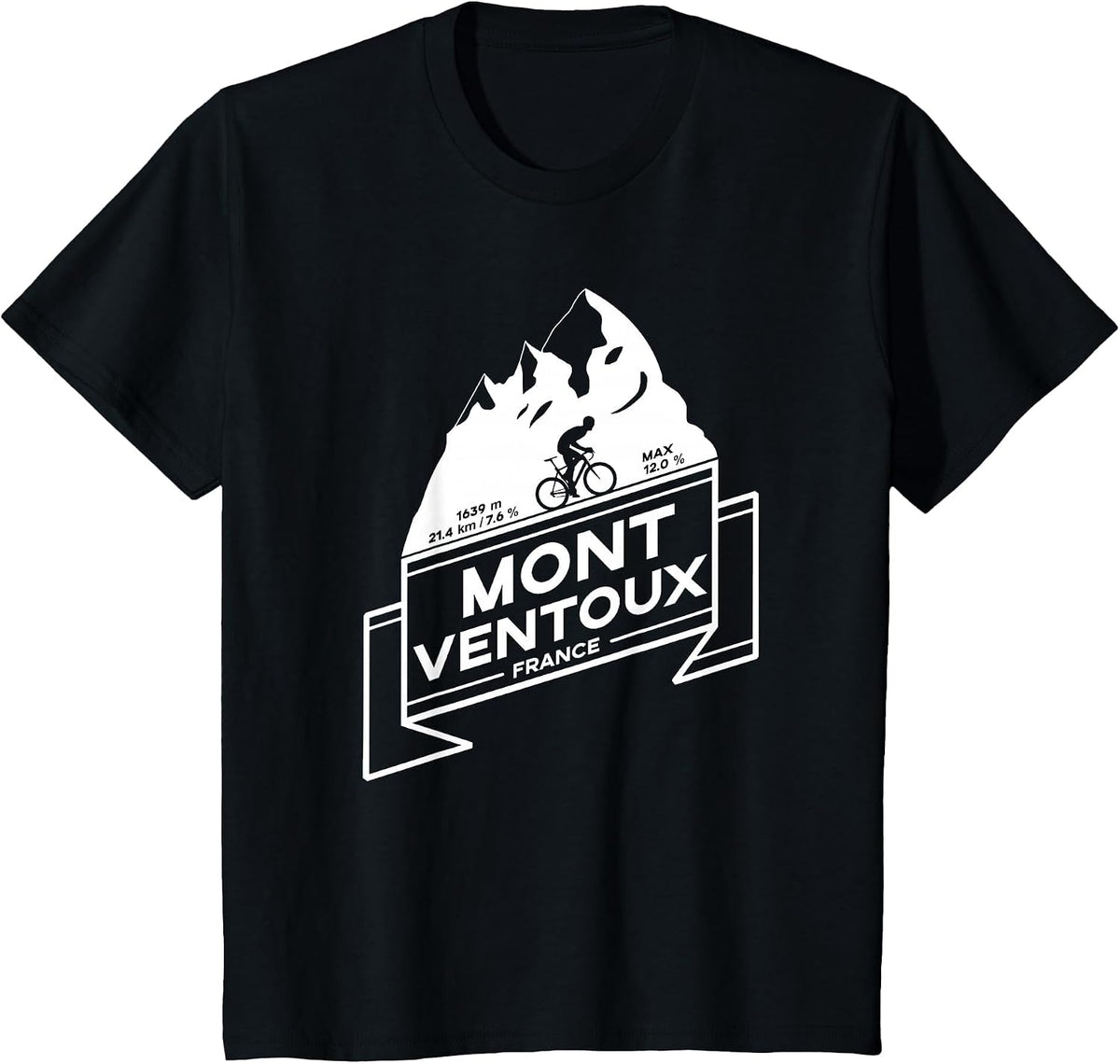 Mont Ventoux Road Cycling Climb T-Shirt T-Shirt - Black