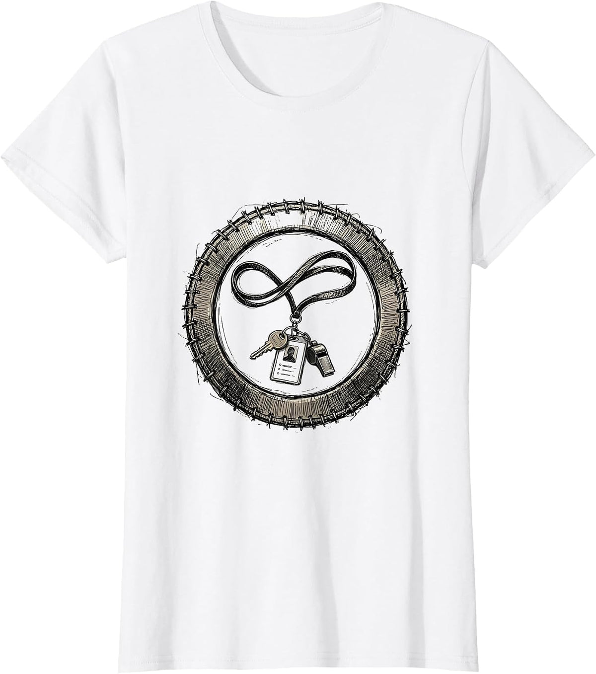 Paraprofessional Lanyard Badge Keys Whistle Graphic T-Shirt - White