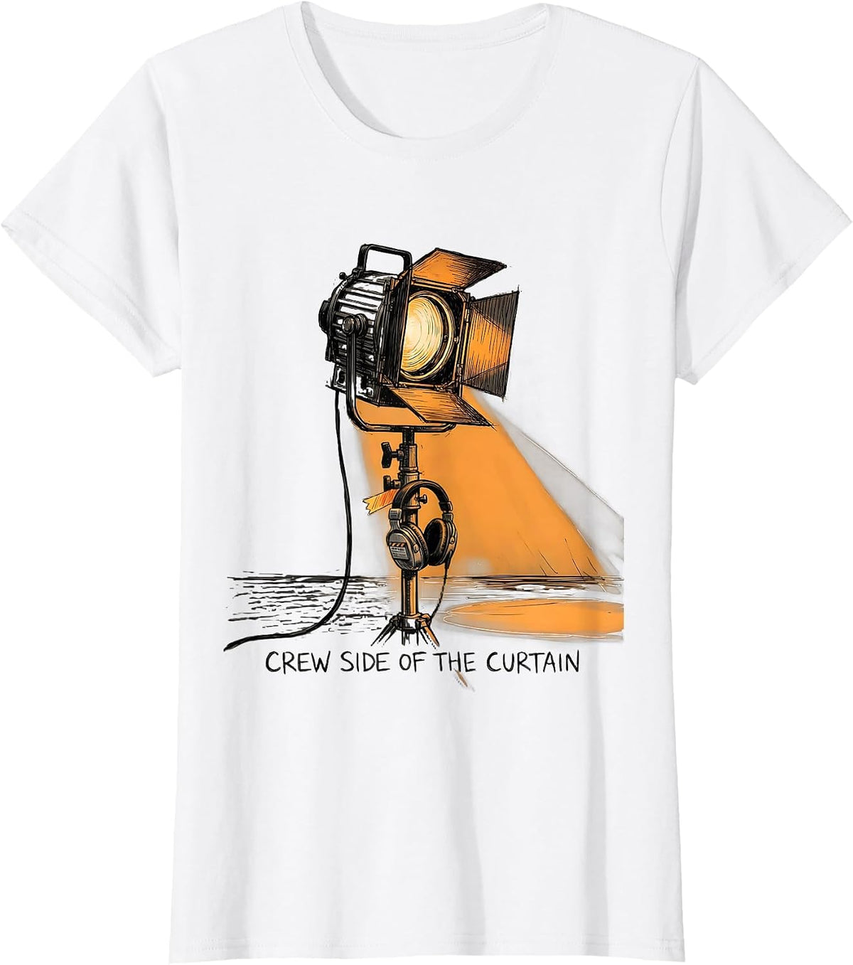 Crew Side Of The Curtain Musical Theatre Nerd Humor T-Shirt - White