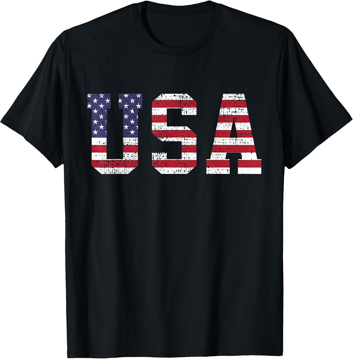 USA American Flag 4th of July T-Shirt - Black