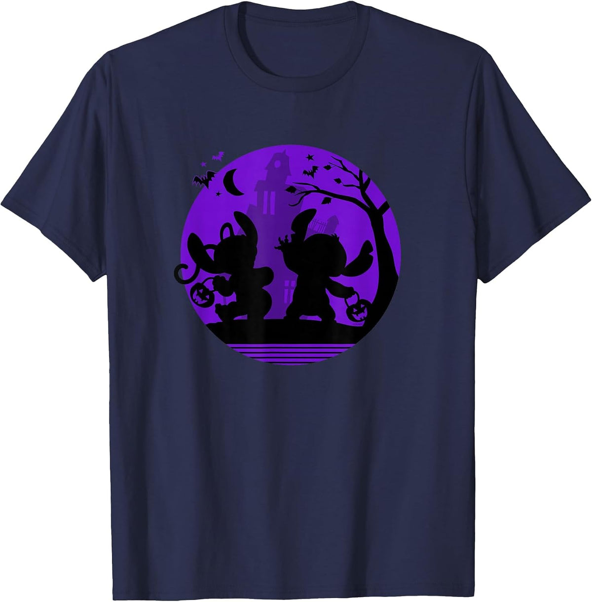 Disney Stitch and Angel Trick or Treat Halloween T-Shirt - Navy Blue