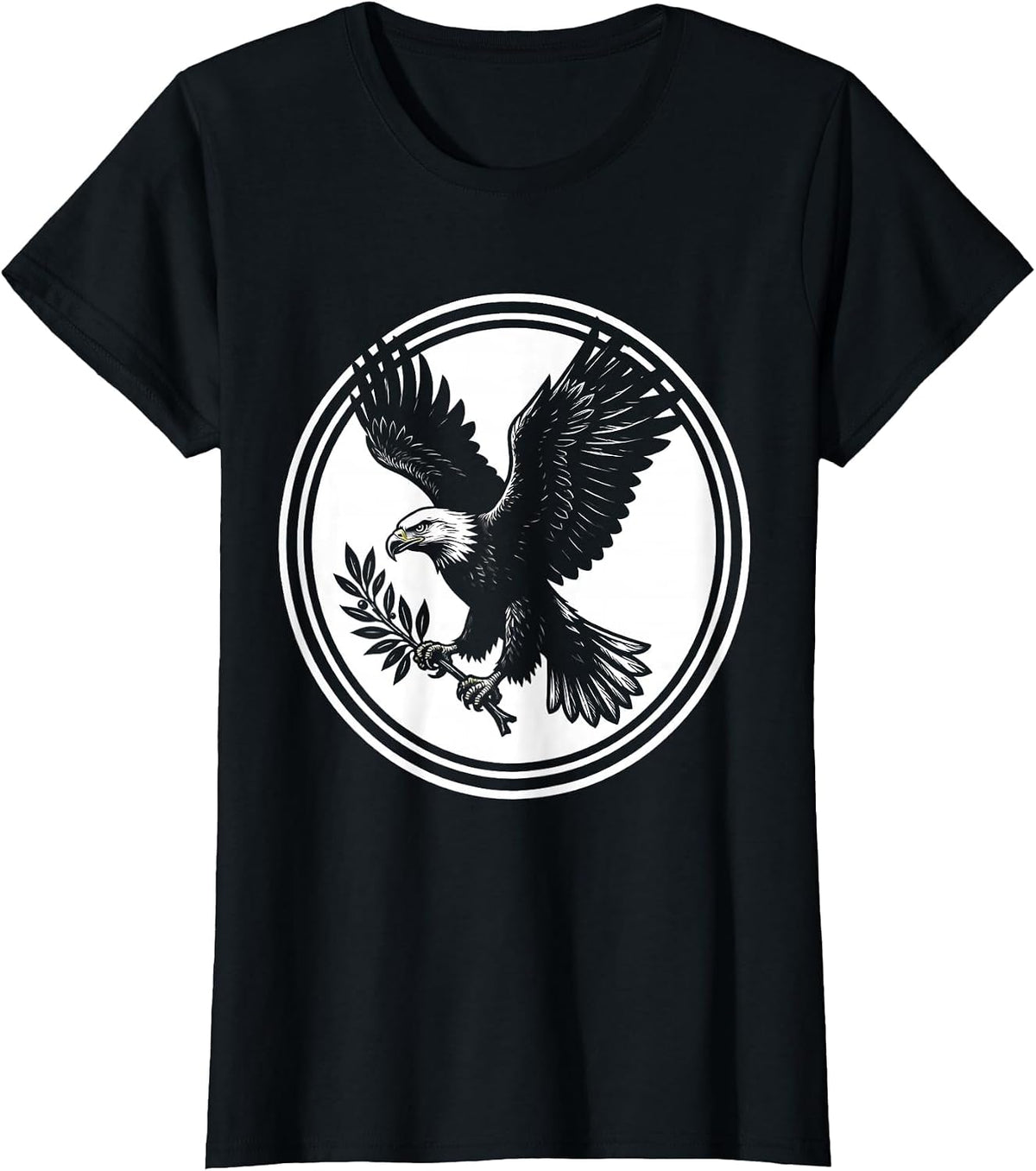 Bald Eagle Olive Branch Faith Family Freedom T-Shirt - Black