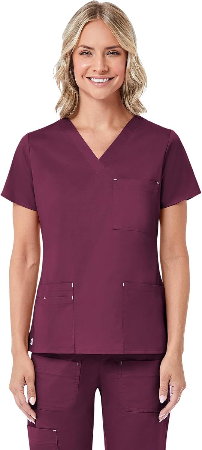 Maevn Women's Blossom 3-Pocket V-Neck Top - Wine