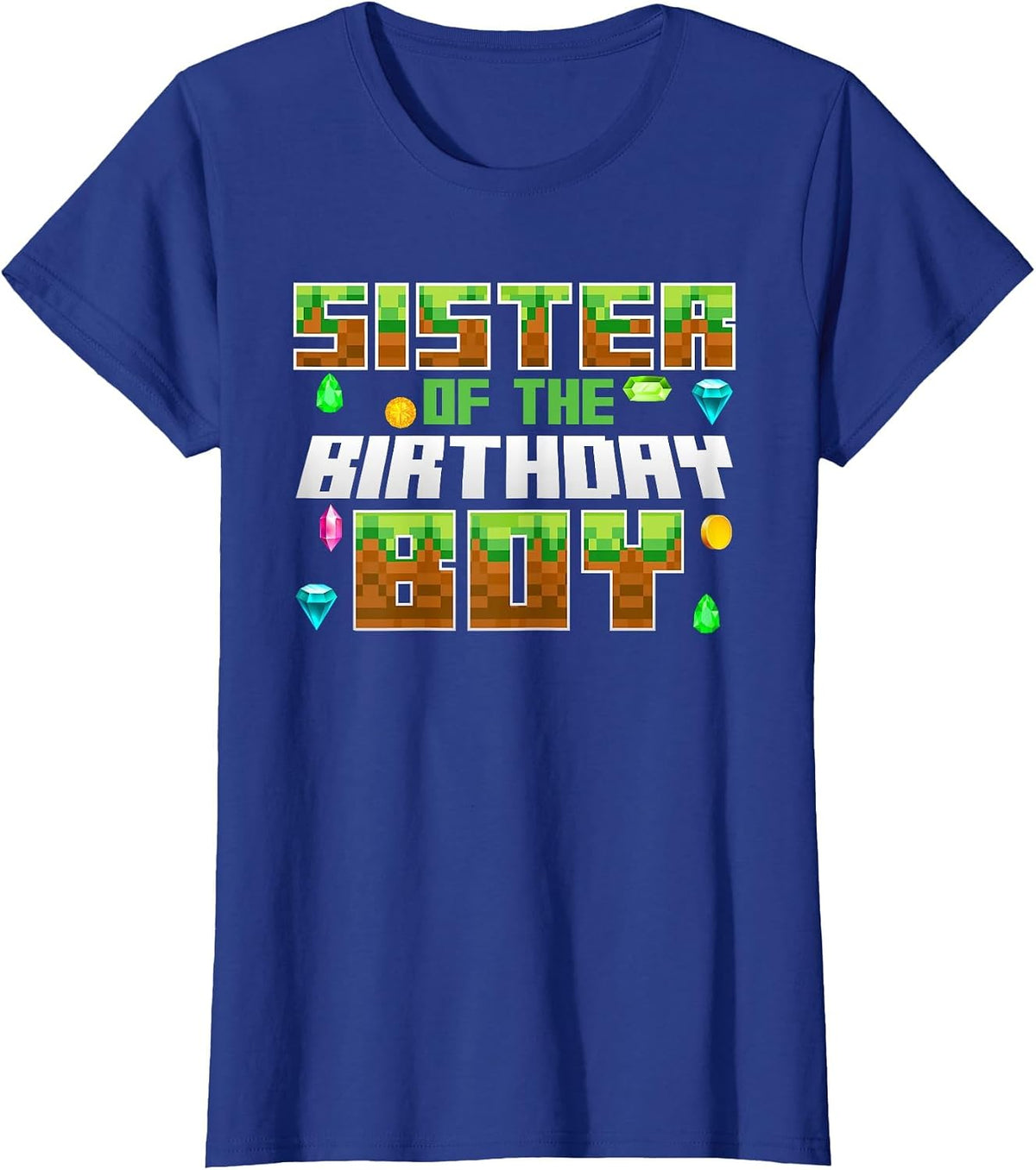 Sister of The Birthday Boy Video Gamer Pixel Number T-Shirt - Royal Blue