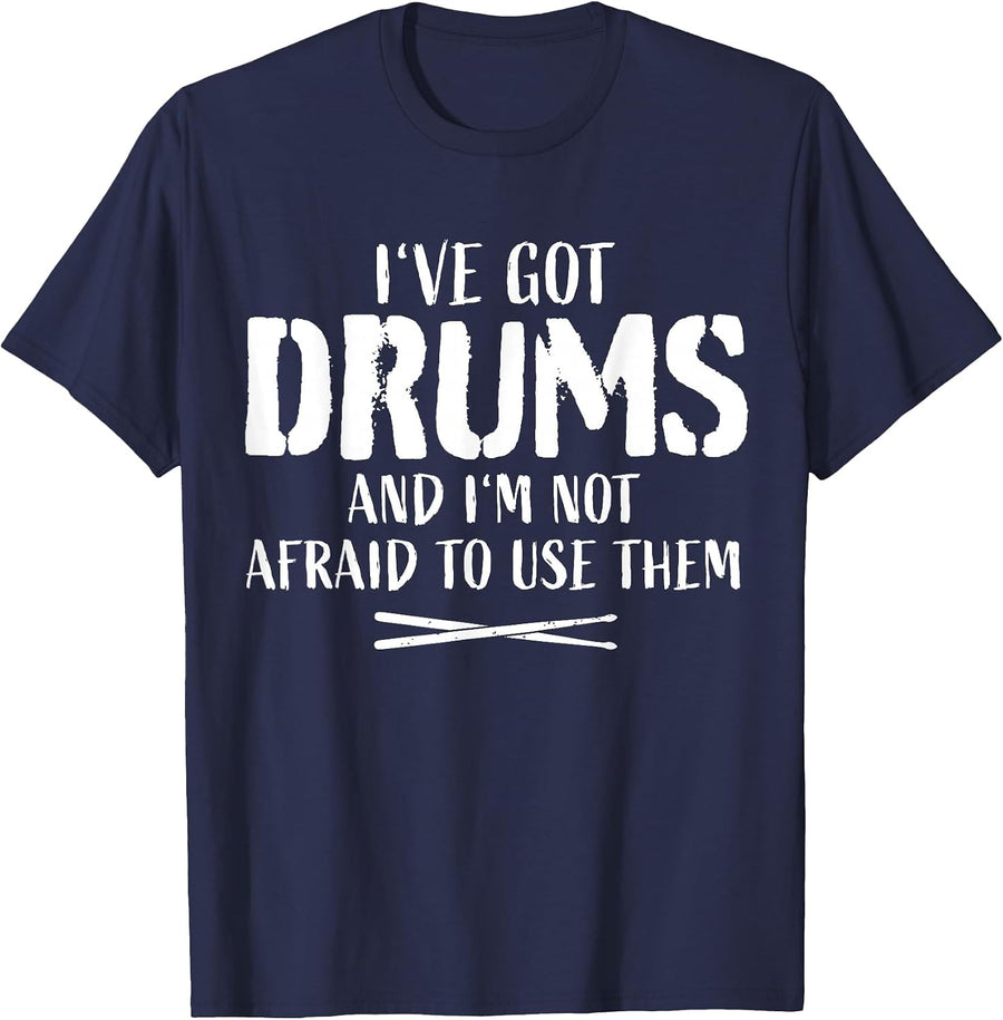 Funny Drum Kit Saying Drummer Percussion Drum Sticks T-Shirt - Navy Blue