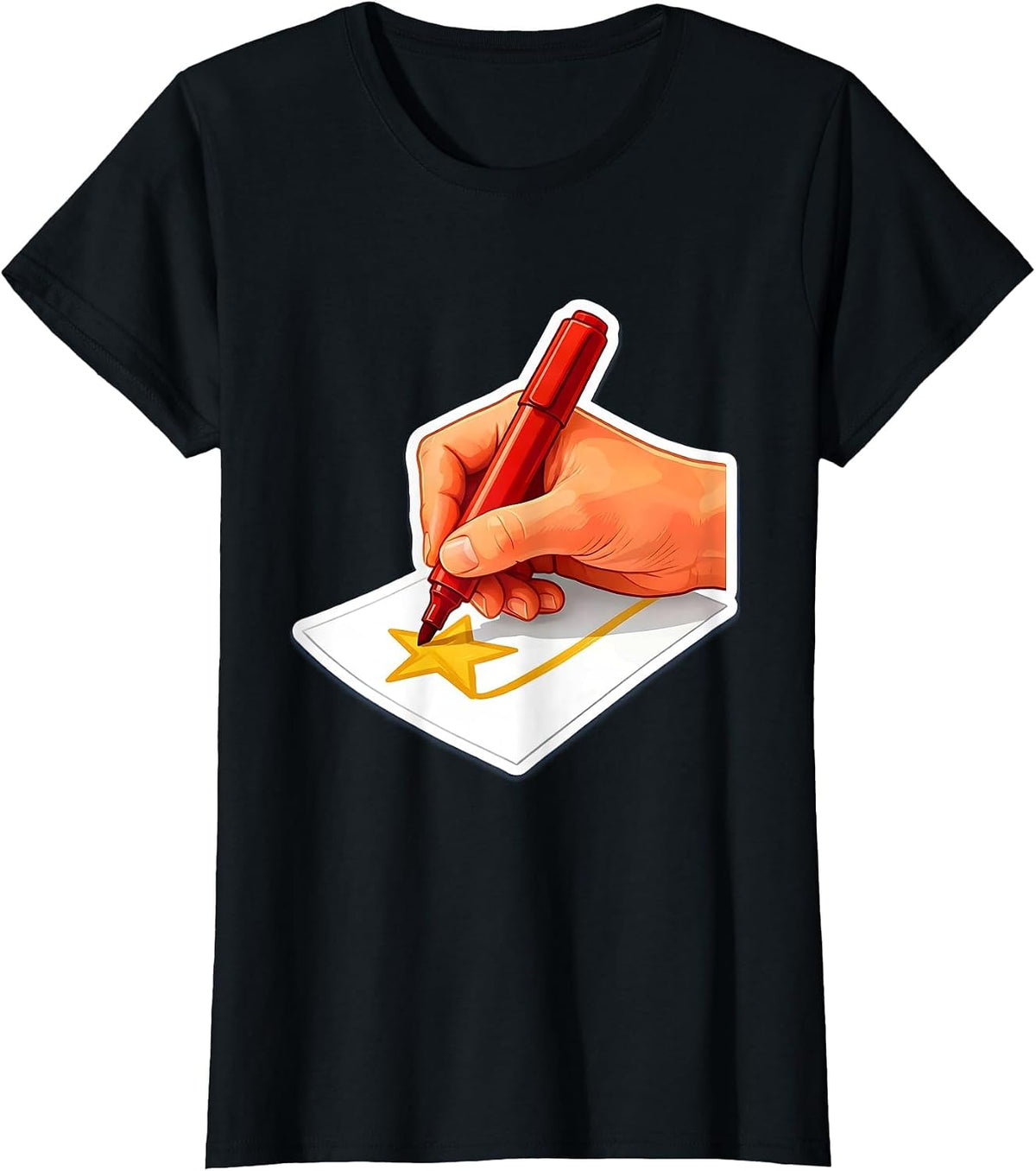 Sped Teacher Star Drawing Student Paper Design T-Shirt - Black