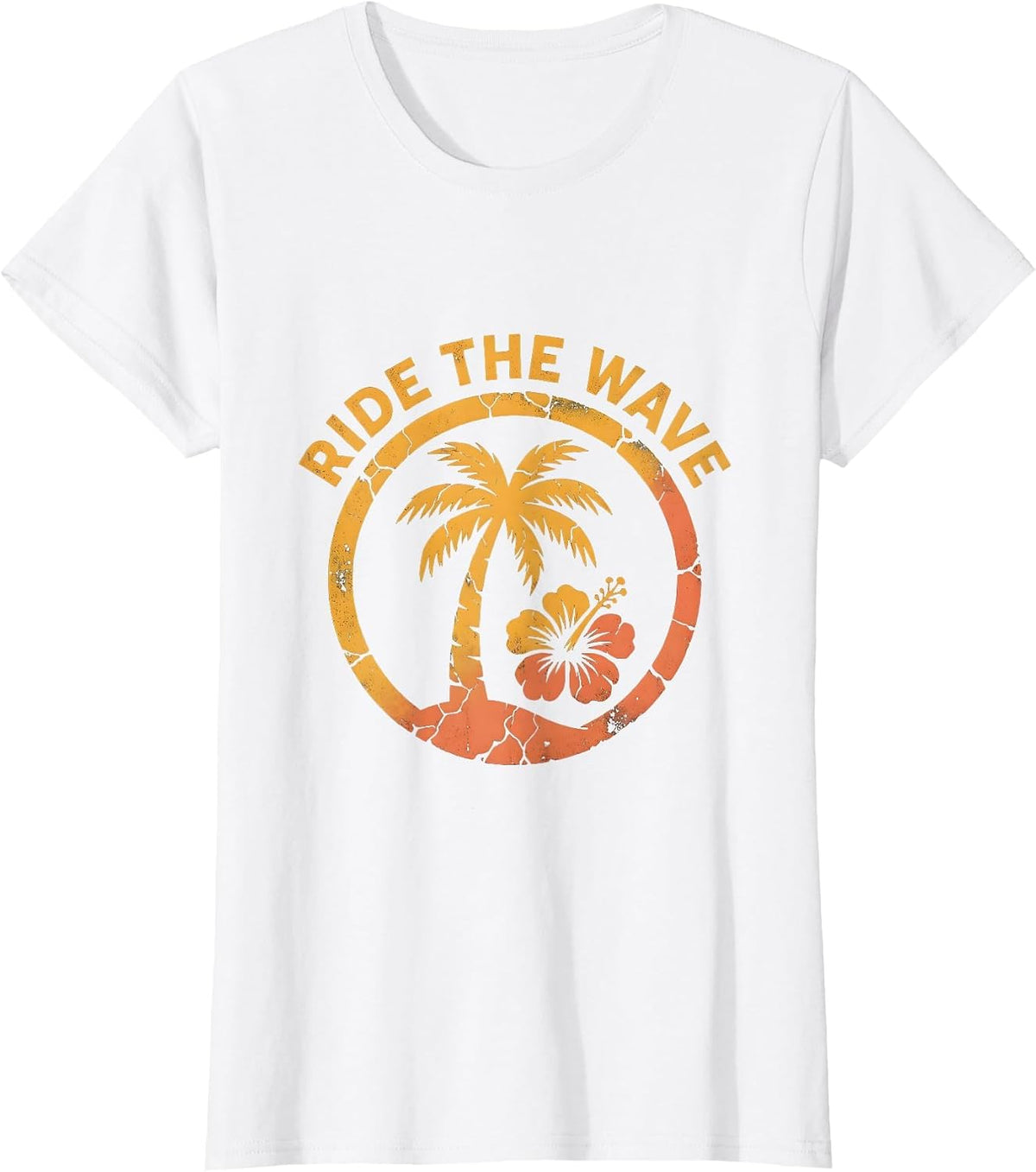 Ride the Wave Navy Ocean Surf Design T-Shirt - White