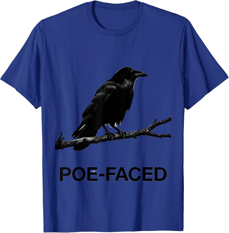 Poe-Faced Gothic Edgar Allan Poe Raven Literary Humor T-Shirt - Royal Blue