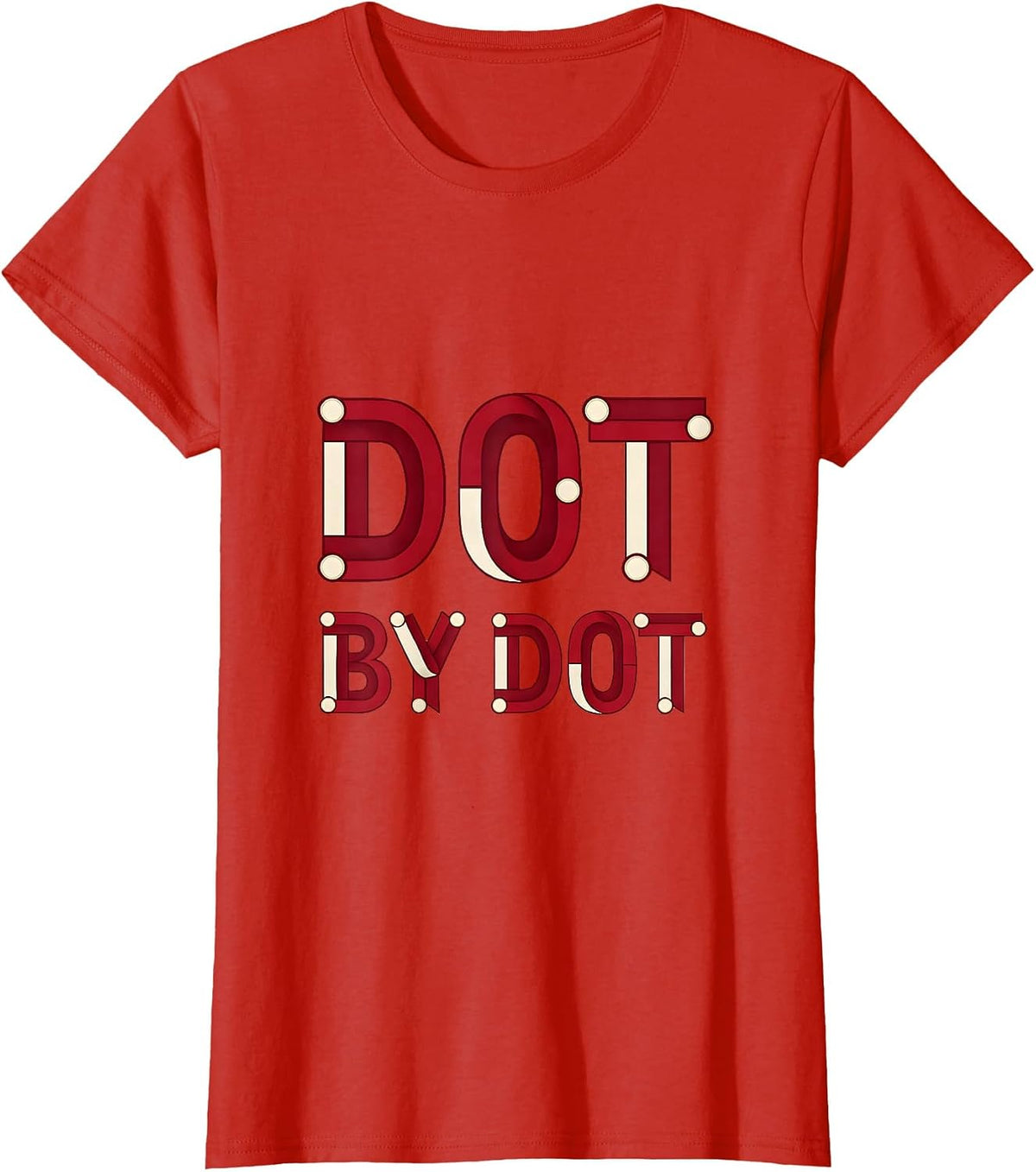 Dot By Dot Artistic Pattern Design T-Shirt - Red