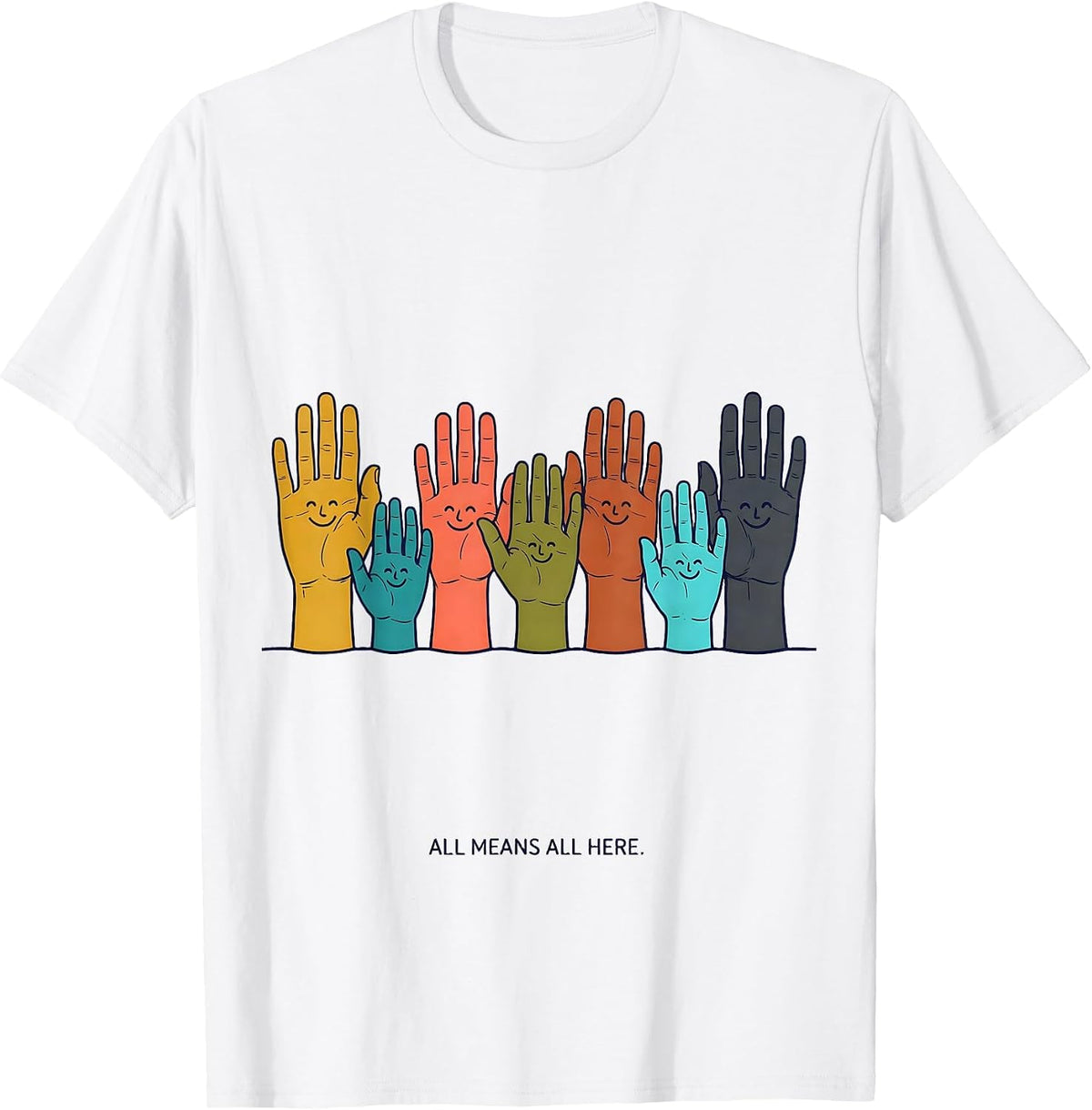 Men's All Means All Here Special Education Teacher Inclusion T-Shirt - White