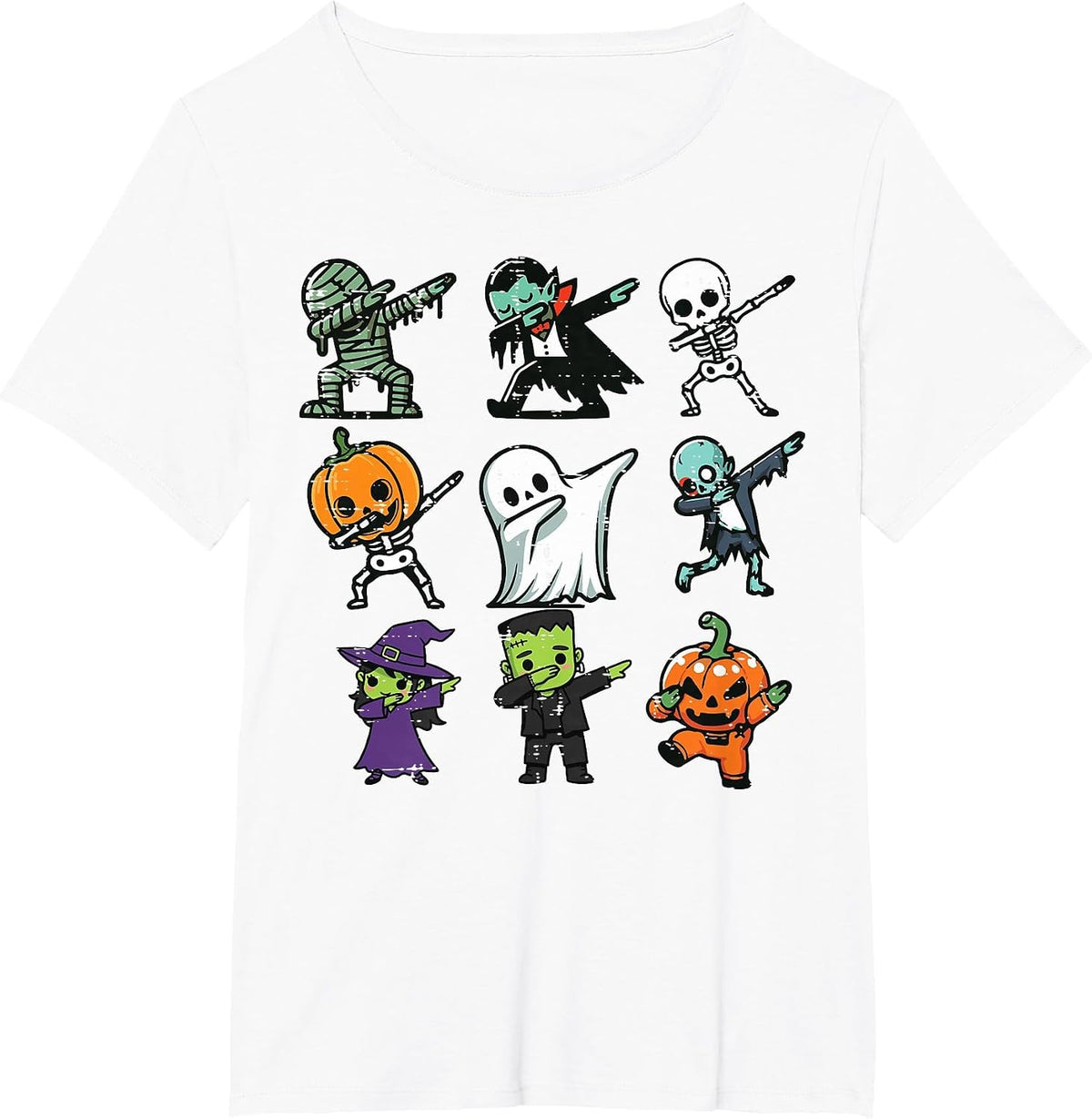 Halloween Ghost Pumpkin Skeleton Dab Costume Boys Girls Kids T-Shirt - White