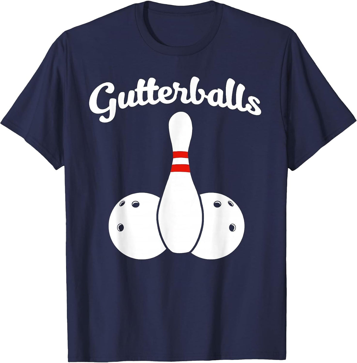 Gutterballs Funny Bowling Gutter Balls T-Shirt - Navy Blue