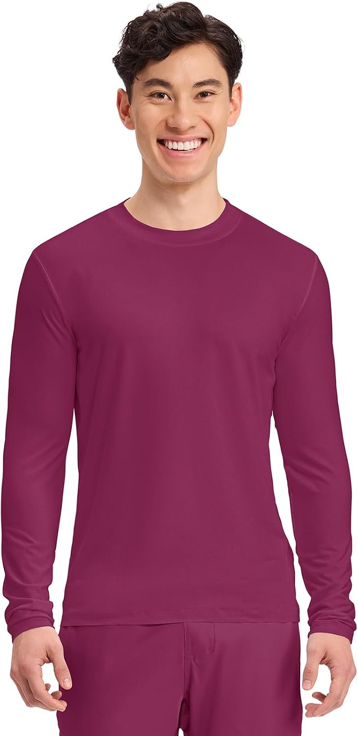 Cherokee Basics Long Sleeve Underscrub for Men Crew Neck Compression Shirt - Wine 1