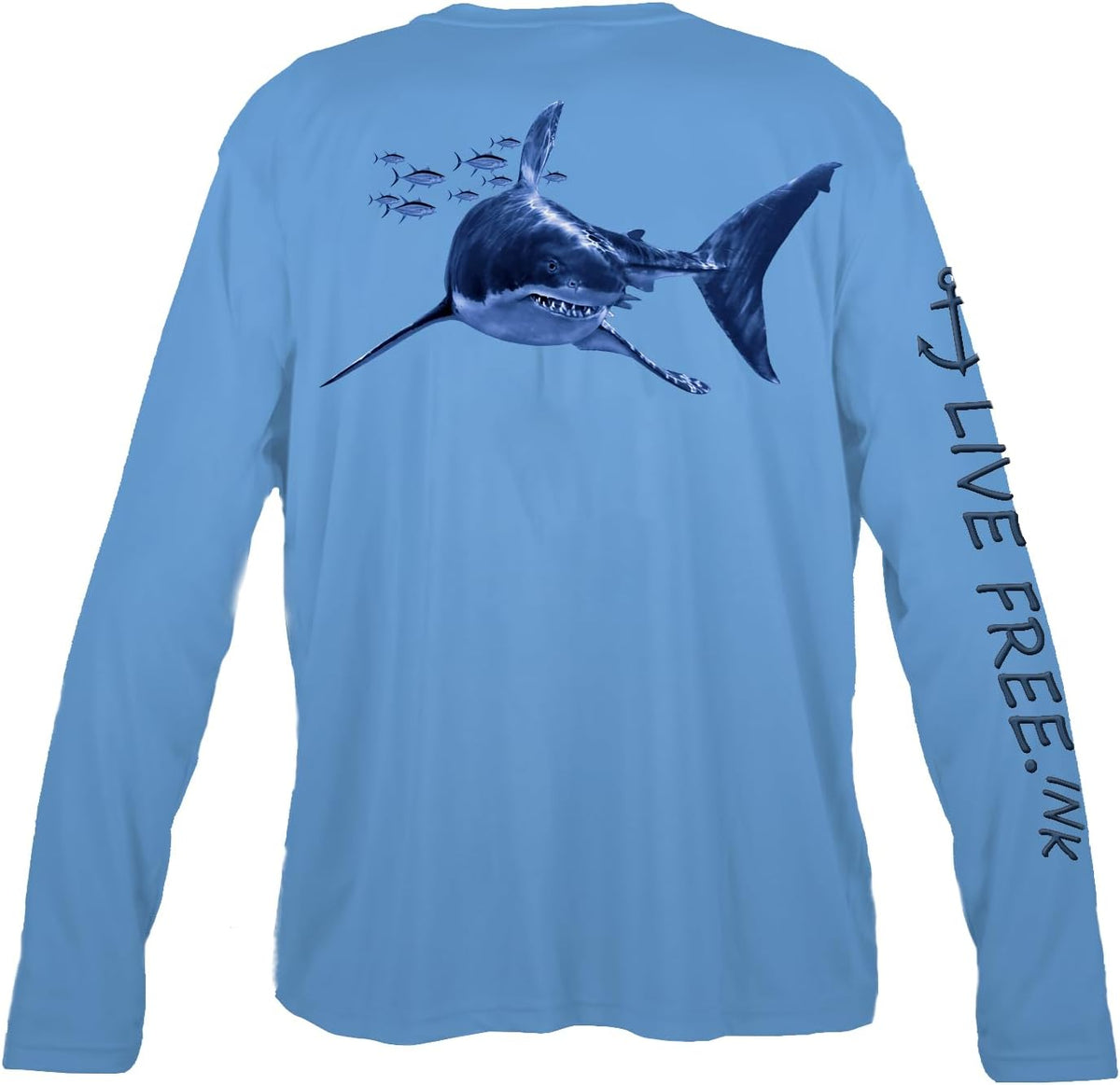 Shark Great White Men's Solar Performance Long Sleeve - Columbia Blue
