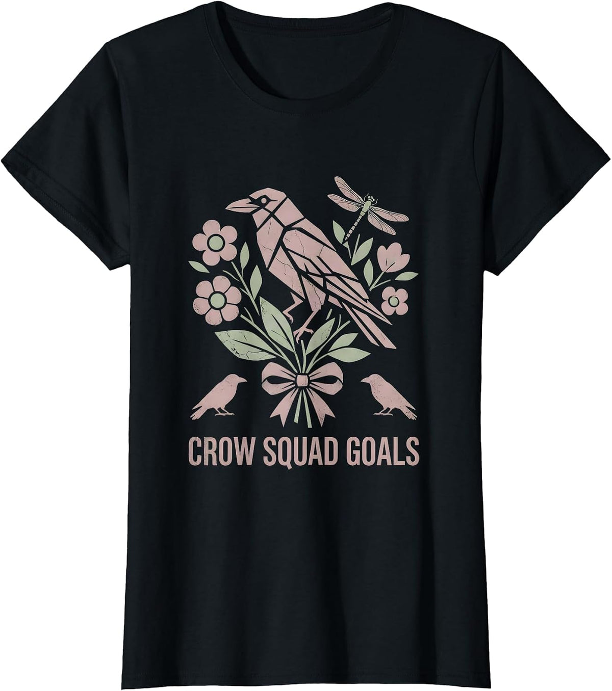 Crow Squad Goals Funny Bird Gang Design T-Shirt - Black