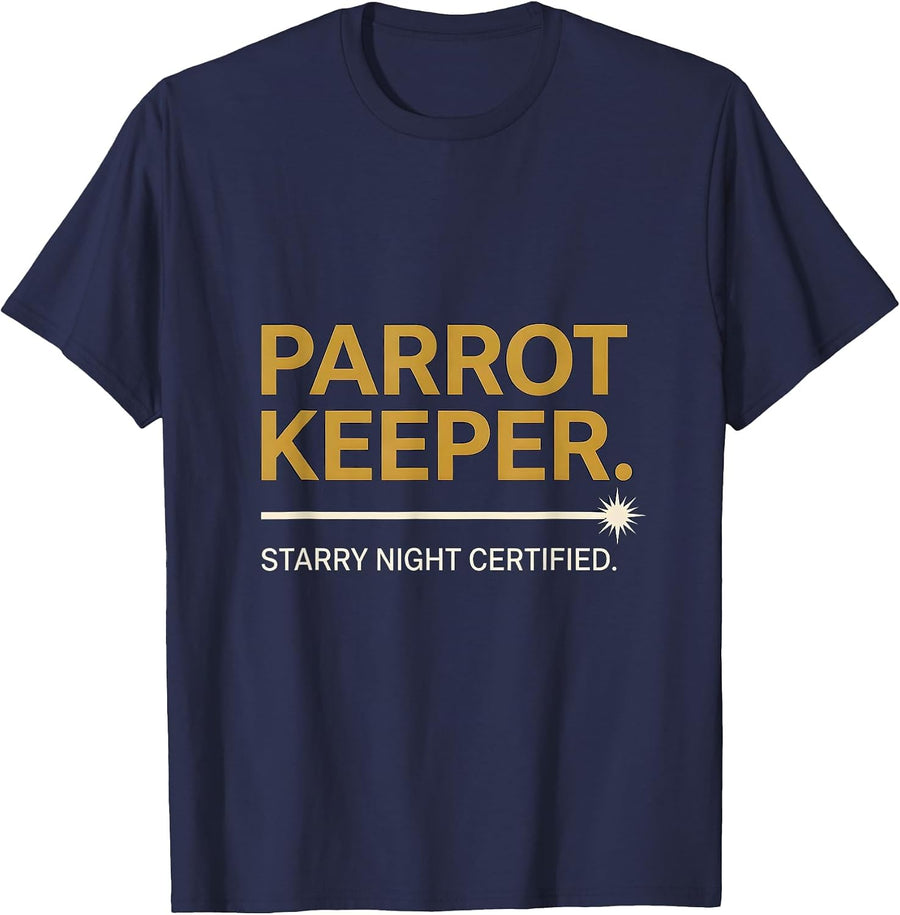 Parrot Keeper Starry Night Certified Funny Art Lover Van T-Shirt - Navy Blue