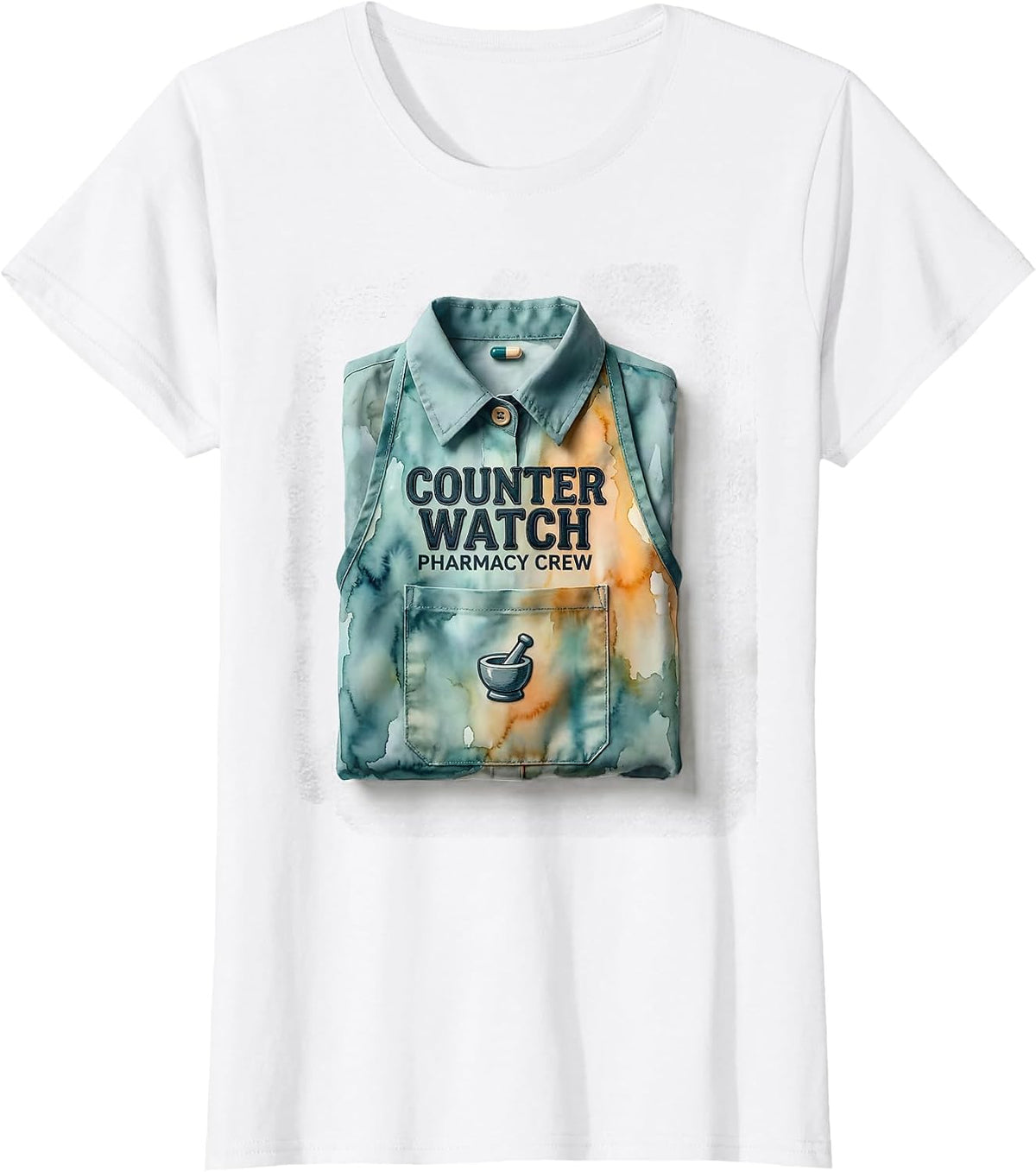 Women's Counter Watch Pharmacy Crew Funny Pharmacist Tech Crew T-Shirt - White