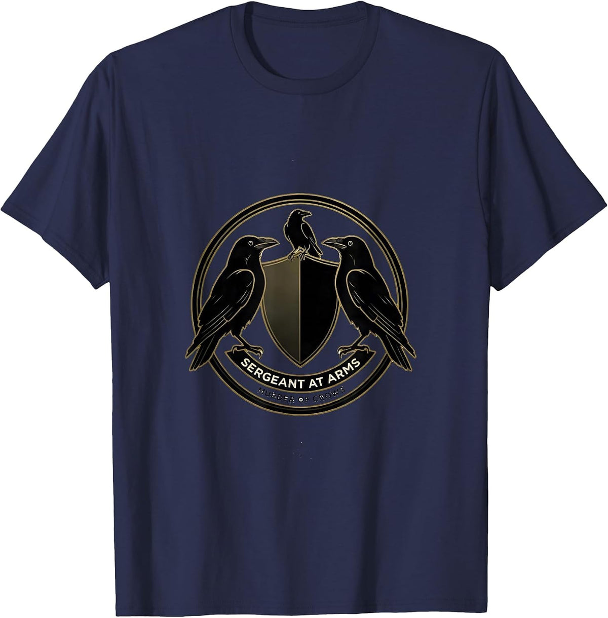 Sergeant At Arms Murder of Crows Dark Humor Gothic Raven T-Shirt - Navy Blue
