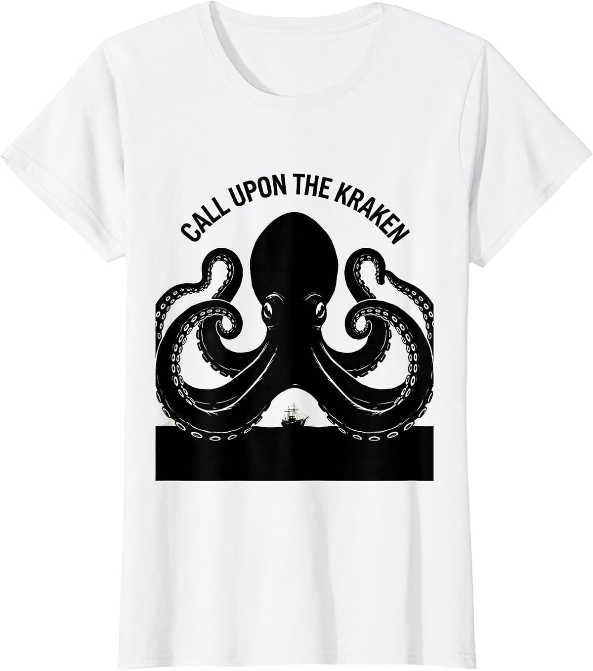 Women's Call Upon The Kraken Vintage Kraken Octopus Lover Sea T-Shirt - White