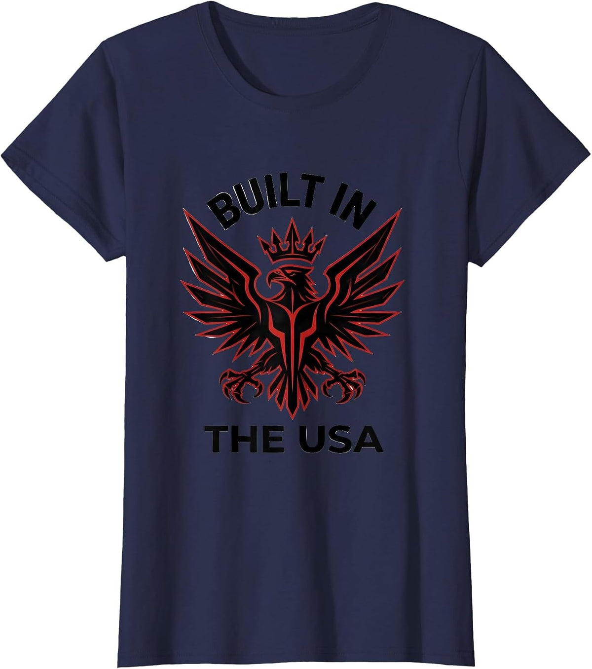 Women's Built in the USA American Pride Graphic Design T-Shirt - Navy Blue