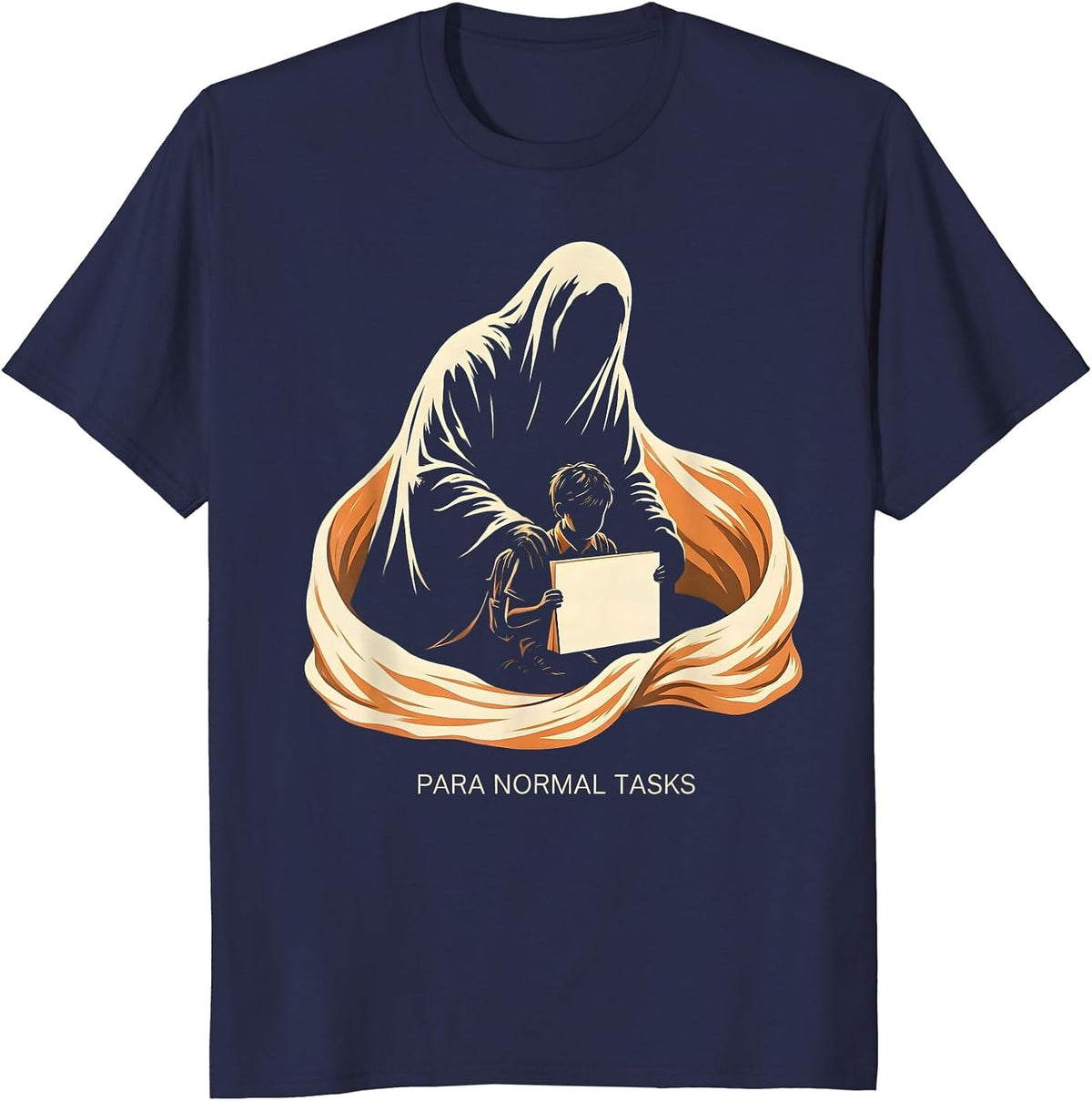 Men's Para Normal Tasks Ghost SpEd Paraprofessional Halloween T-Shirt - Navy Blue