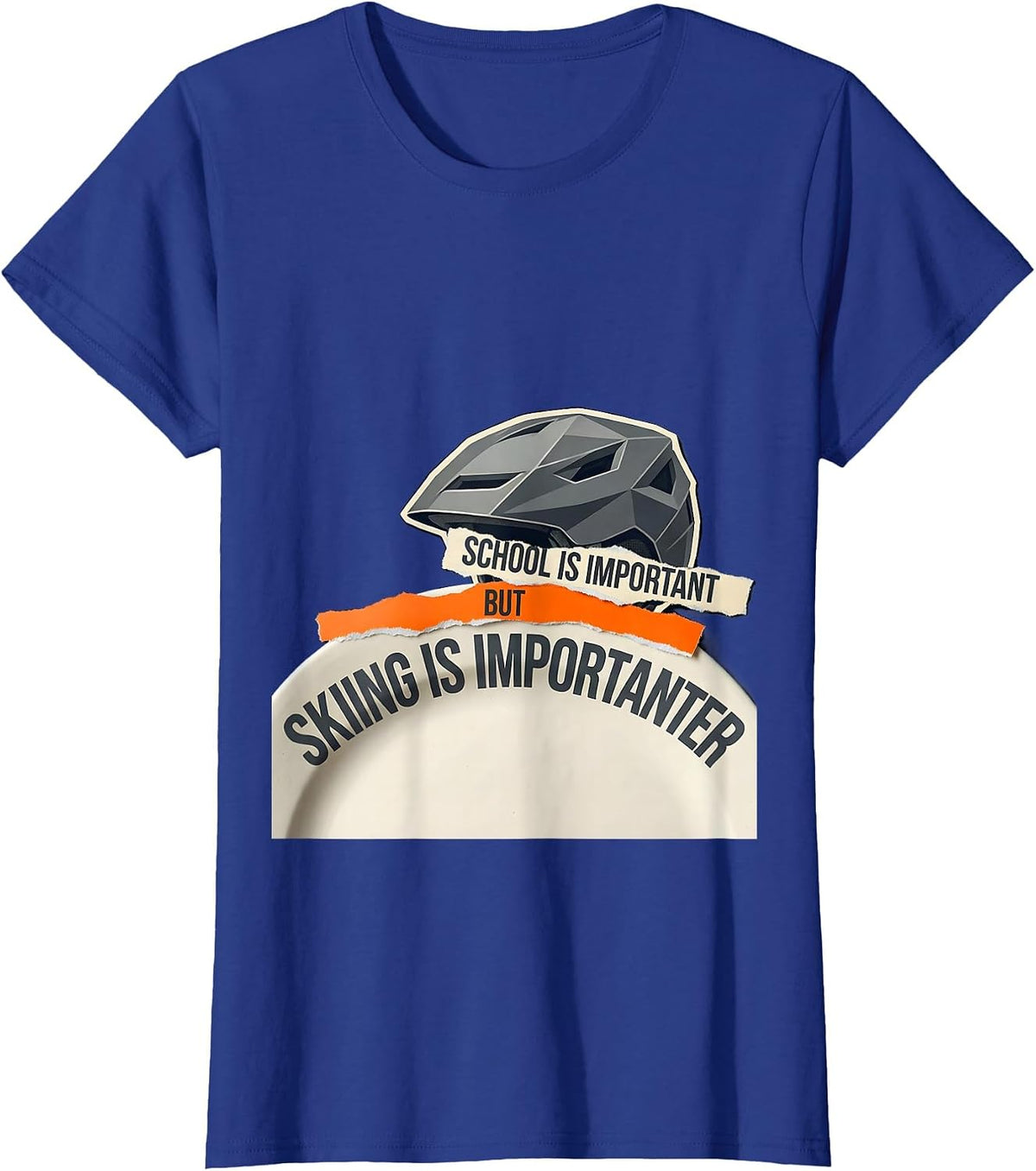 Women's School Is Important But Skiing Is Importanter Ski Humor T-Shirt - Royal Blue