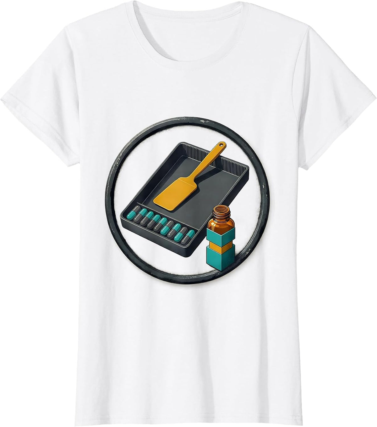 Counting Tray Pharmacy Tech Midcentury Modern T-Shirt - White