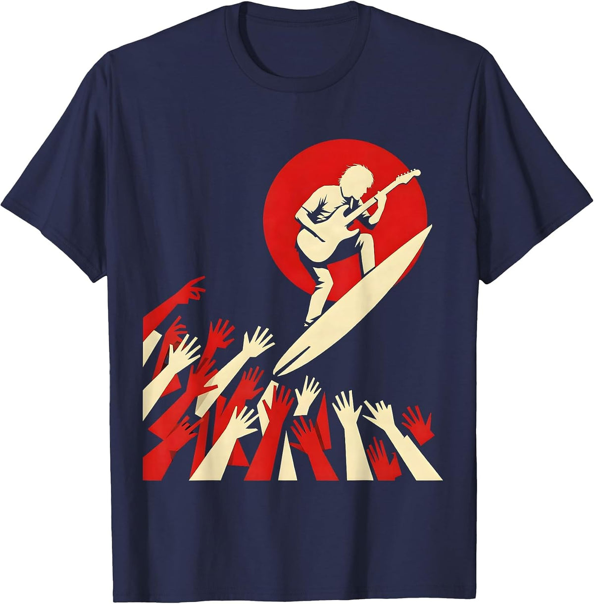 Crowd Surfer Band Graphic Music Fan Design T-Shirt - Navy Blue
