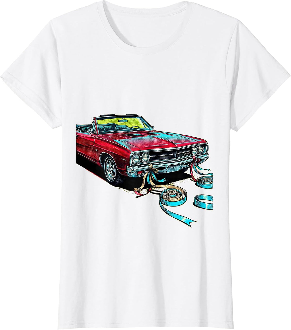21st Birthday Vintage Car With Streamers Design T-Shirt - White