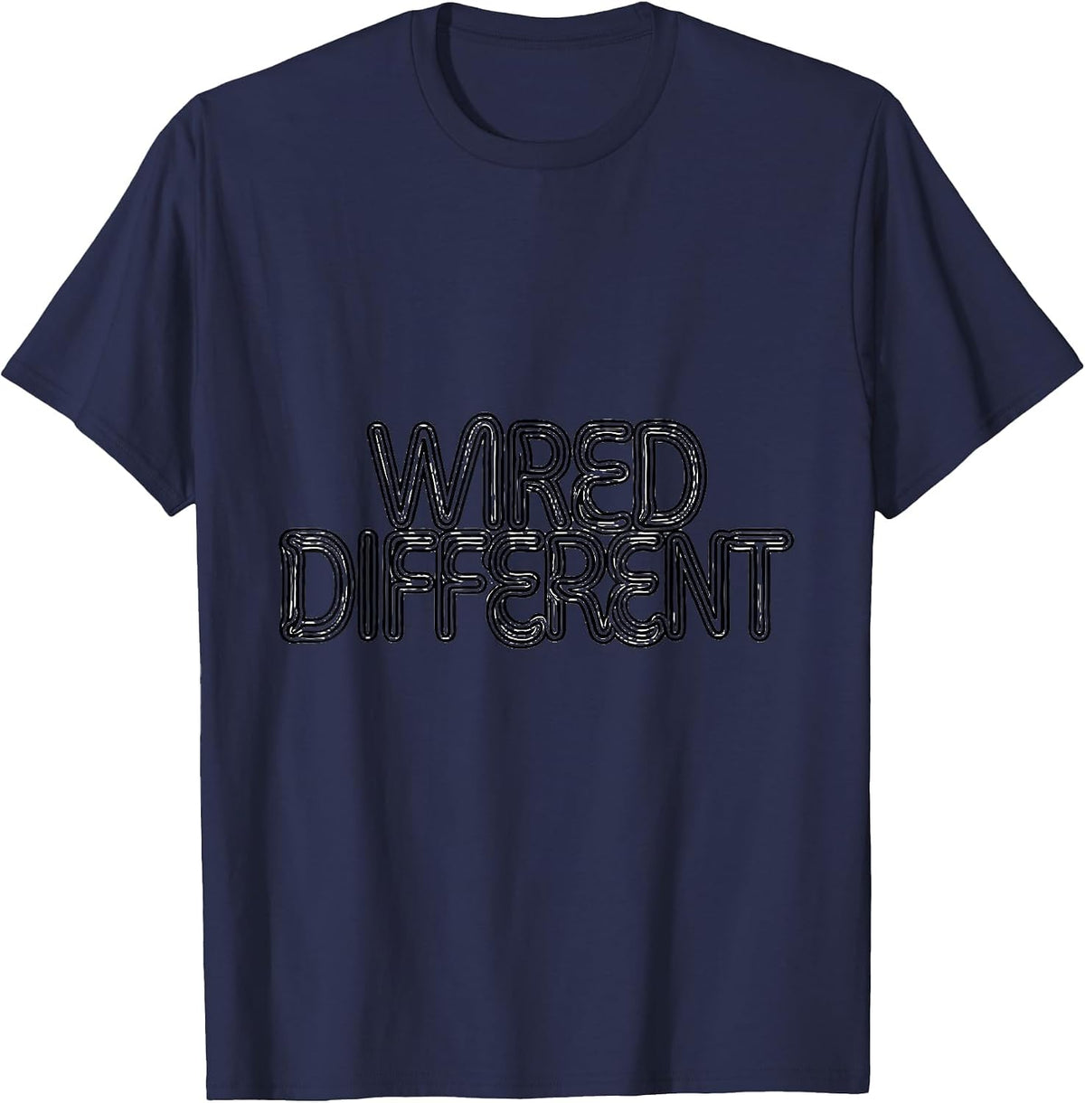 Wired Different Line Art Autism ADHD Neurodiversity T-Shirt - Navy Blue