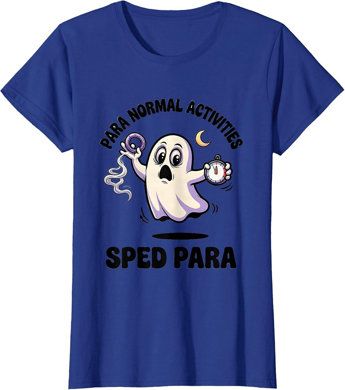 Women's Para Normal Activities SPED Para Ghost Halloween T-Shirt - Royal Blue