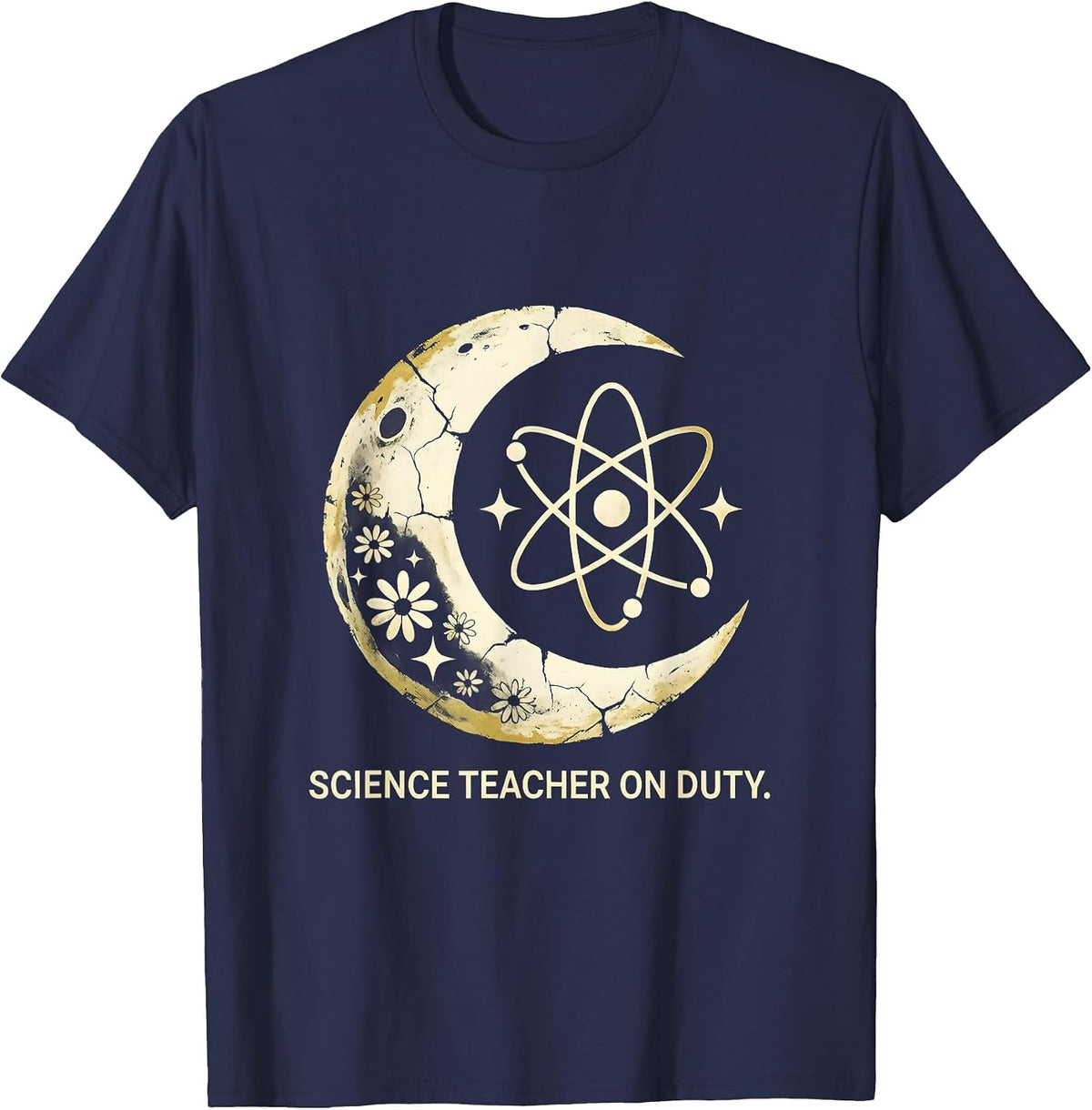 Science Teacher On Duty Educator Design T-Shirt - Navy Blue