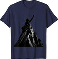 Rock Climber Mountain Summit Graphic Tee T-Shirt - Navy Blue