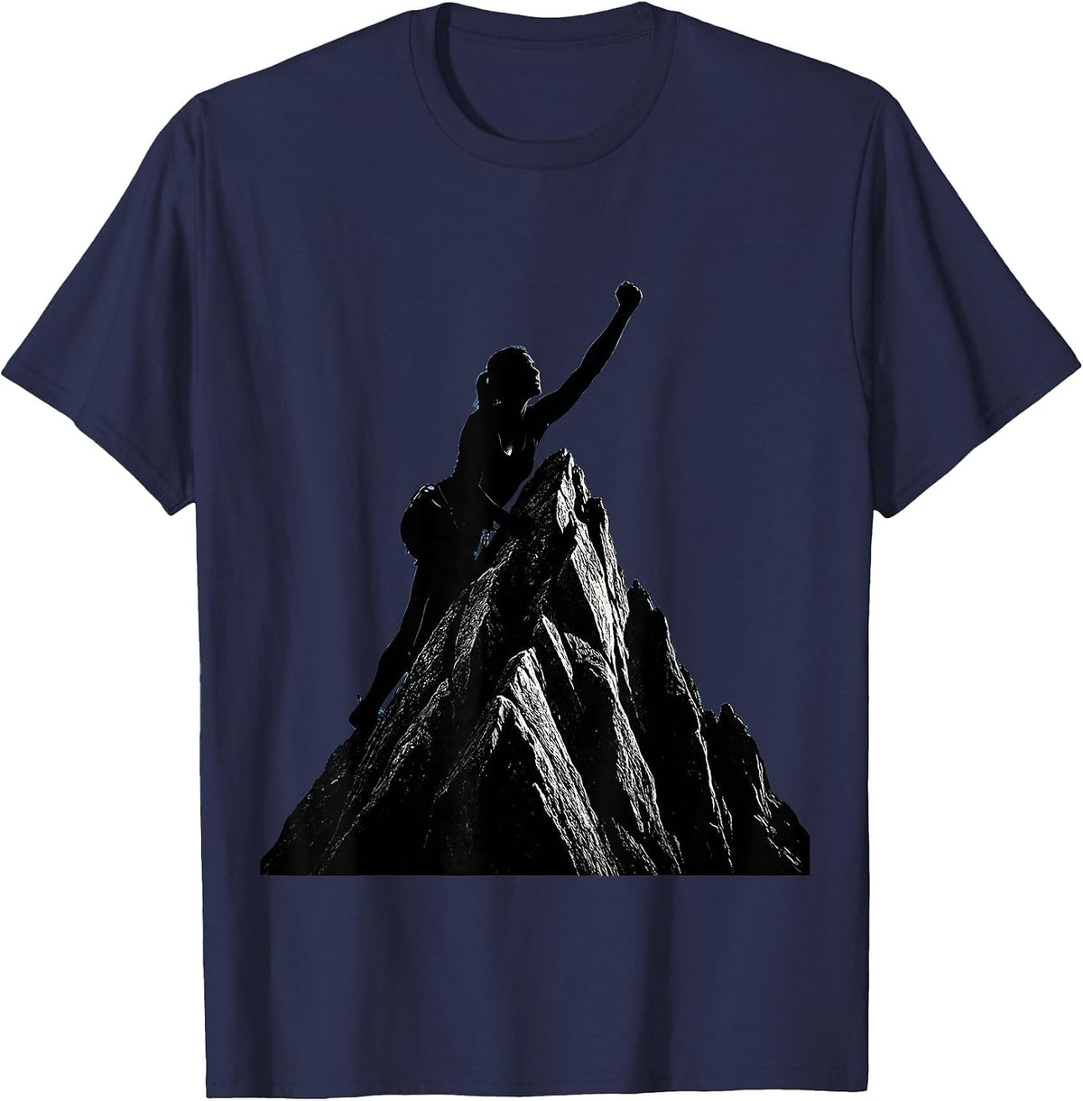 Rock Climber Mountain Summit Graphic Tee T-Shirt - Navy Blue