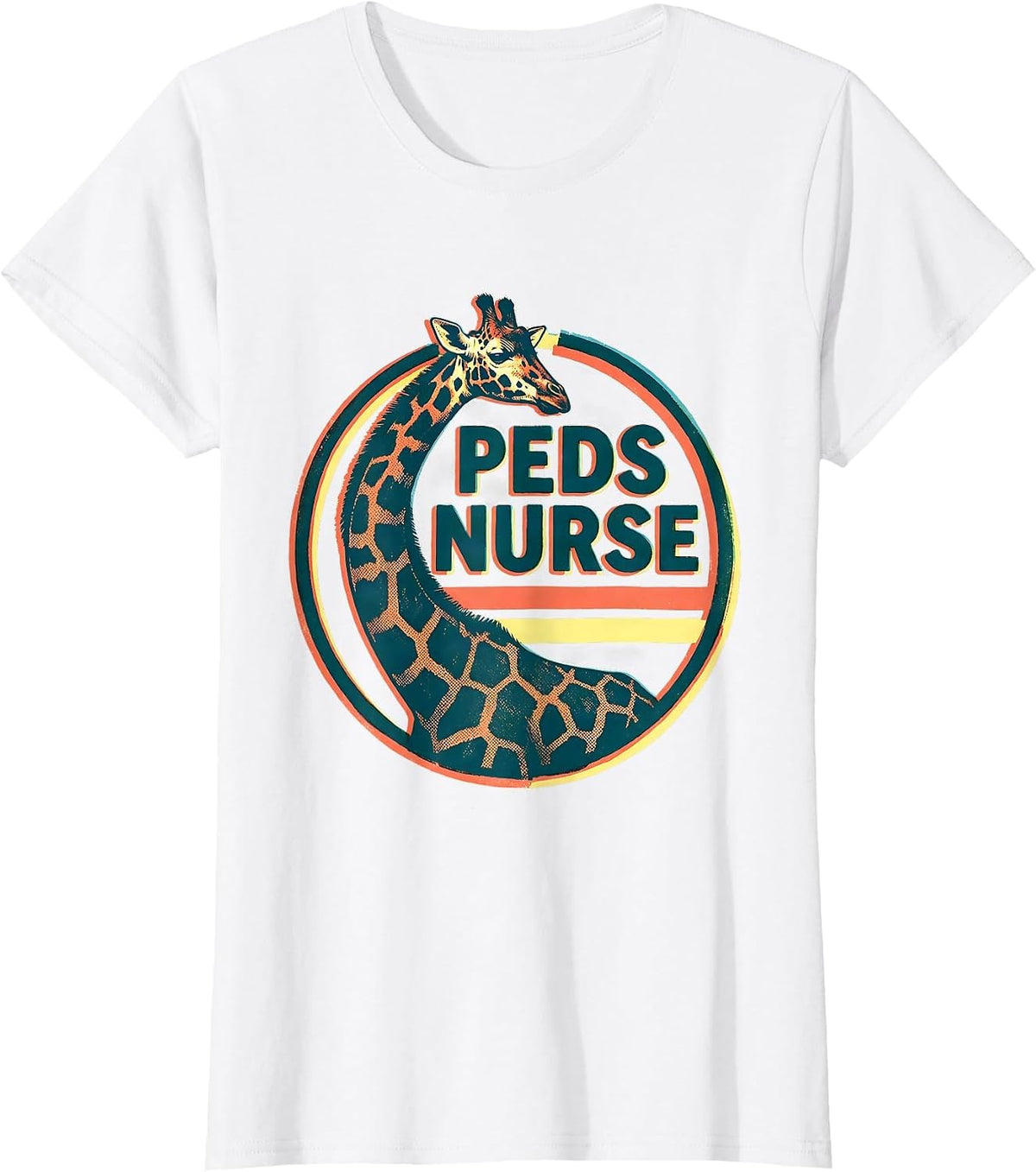 PEDS Nurse Cute Baby Giraffe Pediatric Nurse Practitioner T-Shirt - White