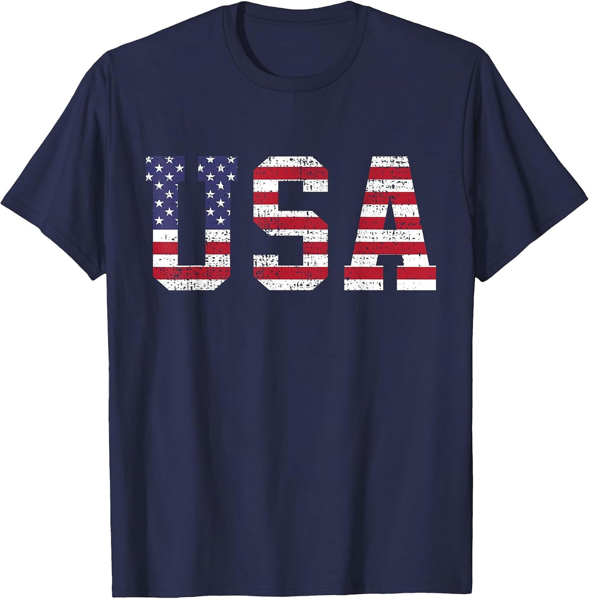 USA American Flag 4th of July T-Shirt - Navy Blue