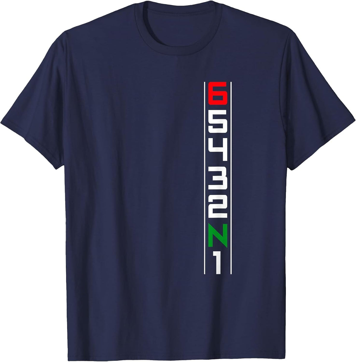 Motorcycle Gear Shift Six Speed One Down Five Up T-Shirt - Navy Blue