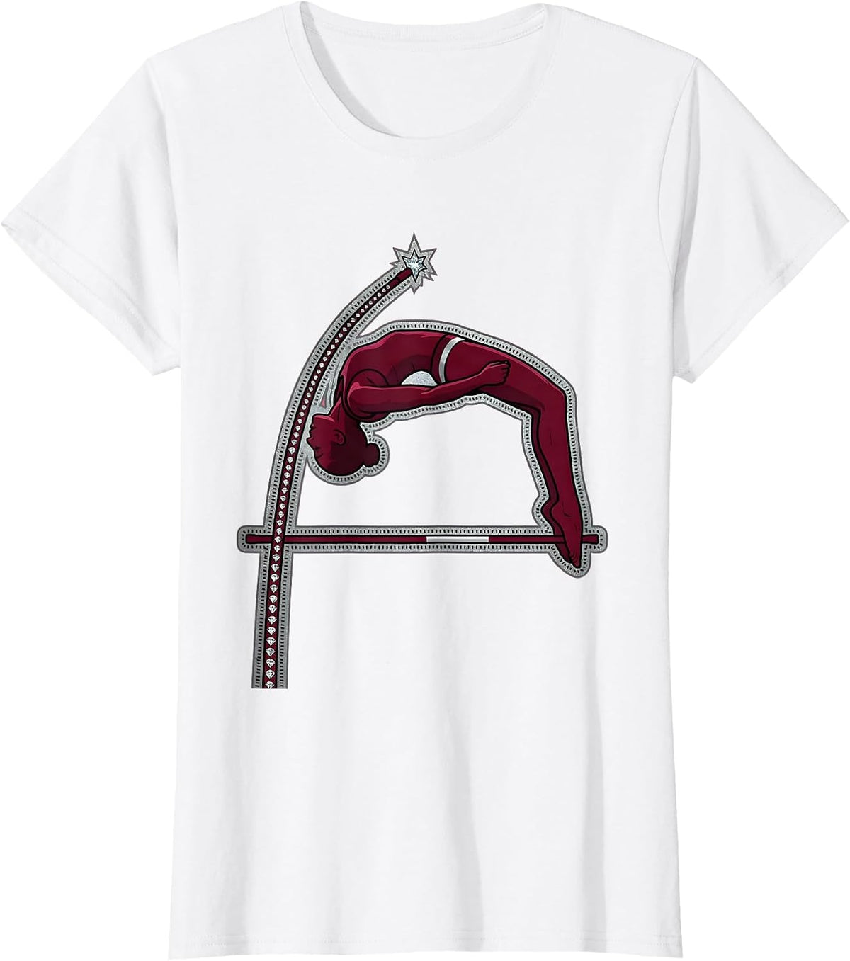 Pole Vault Athlete Graphic Sports Design T-Shirt - White