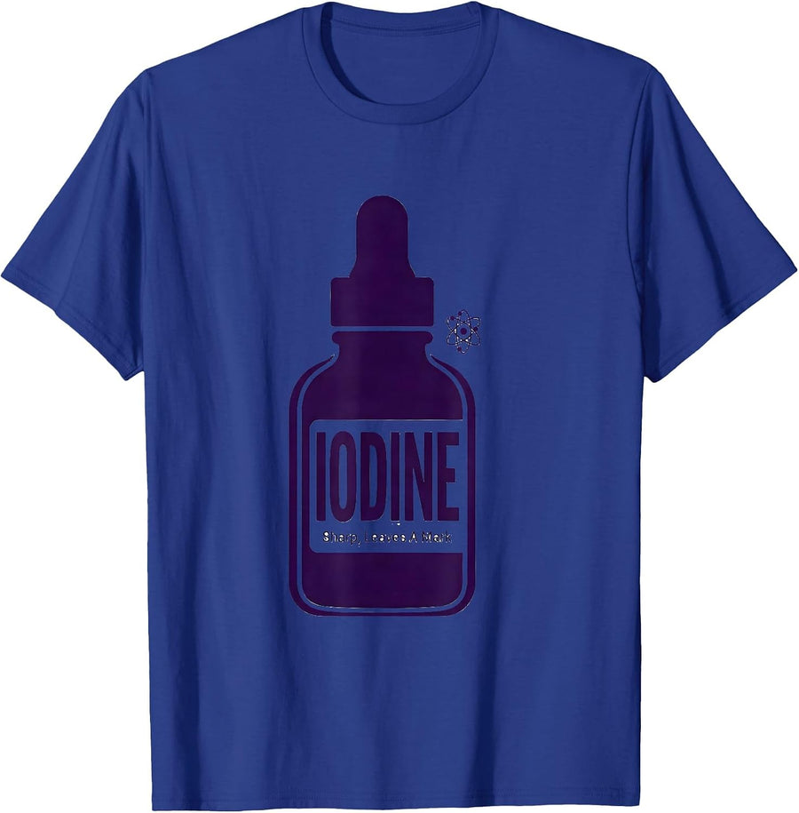 Iodine: Sharp, Leaves A Mark Funny Science Chemistry Teacher T-Shirt - Royal Blue