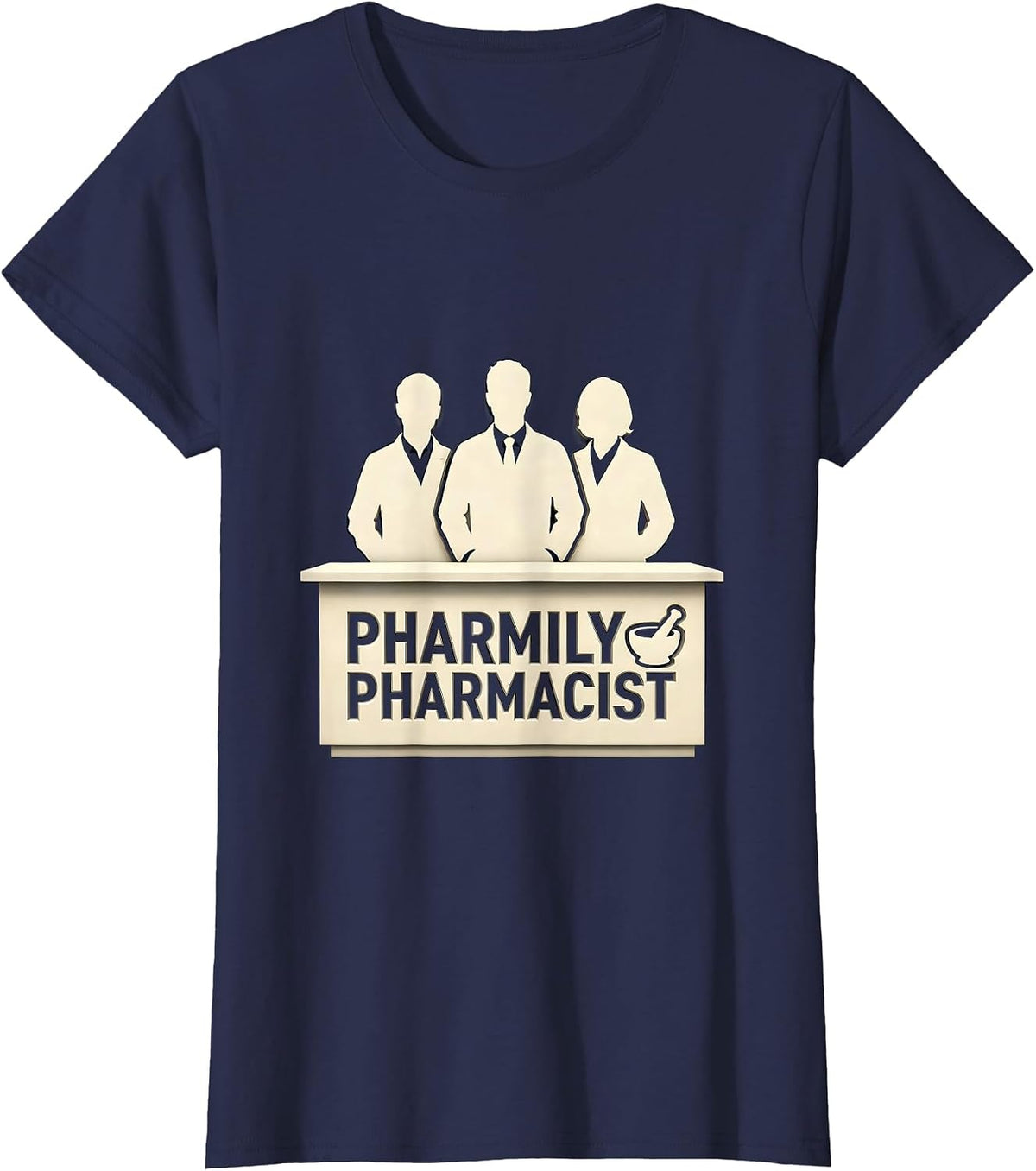 Women's Pharmily Pharmacist Funny Pharmacist Pharmacy Tech Crew T-Shirt - Navy Blue