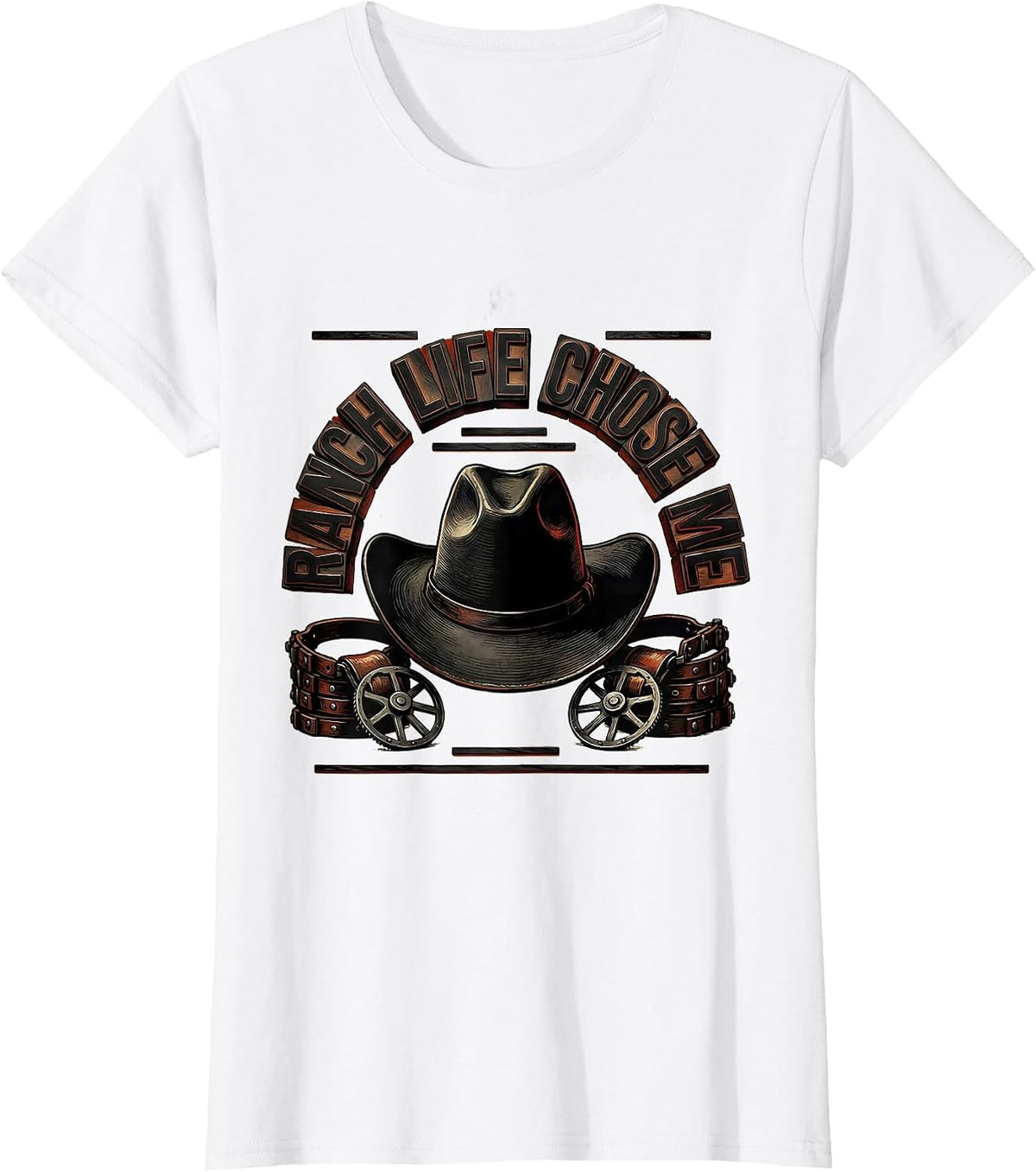 Ranch Life Chose Me Cowboy Graphic Design T-Shirt - White